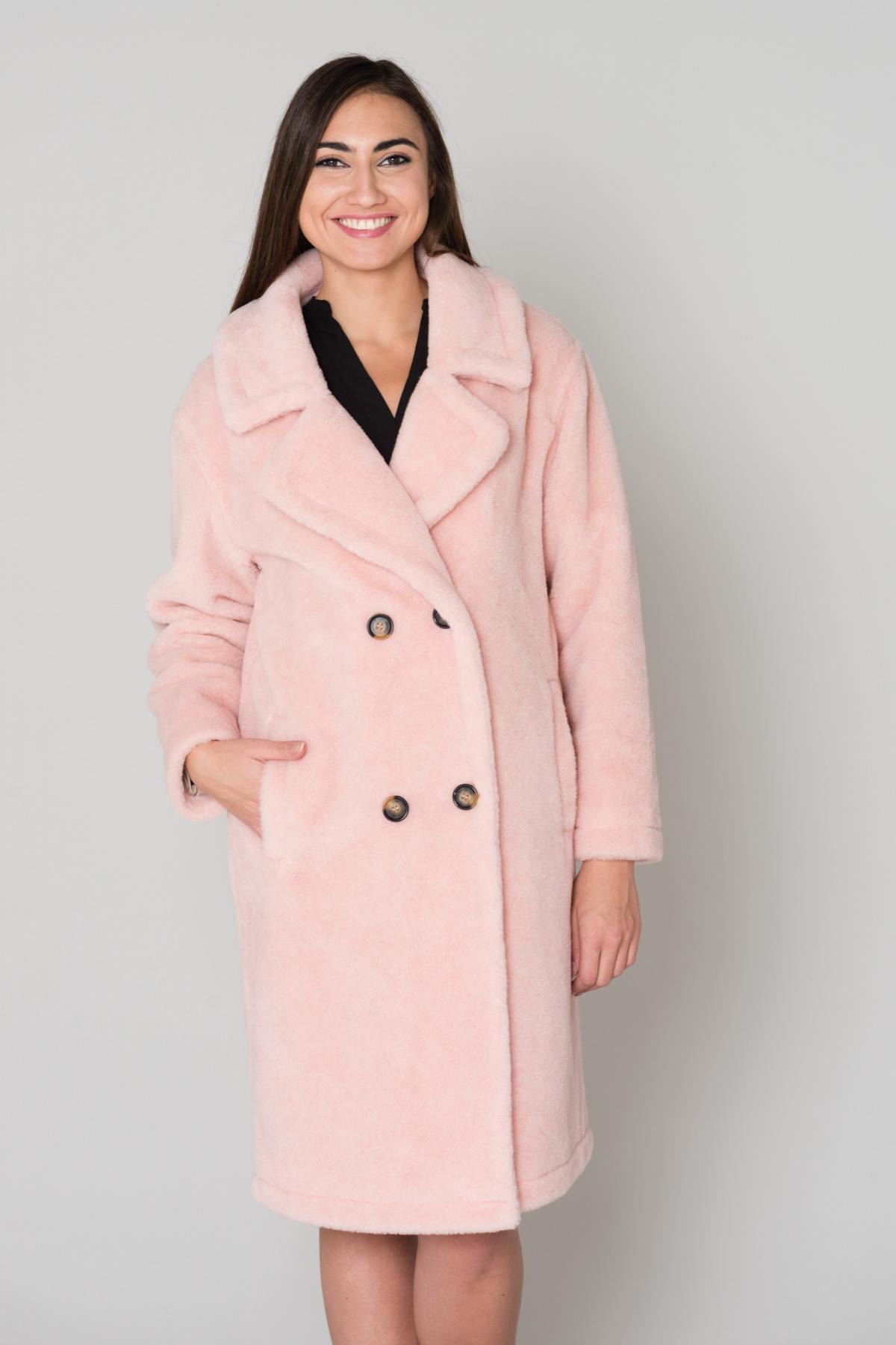 Mid-length powder pink jacket - Image n°3