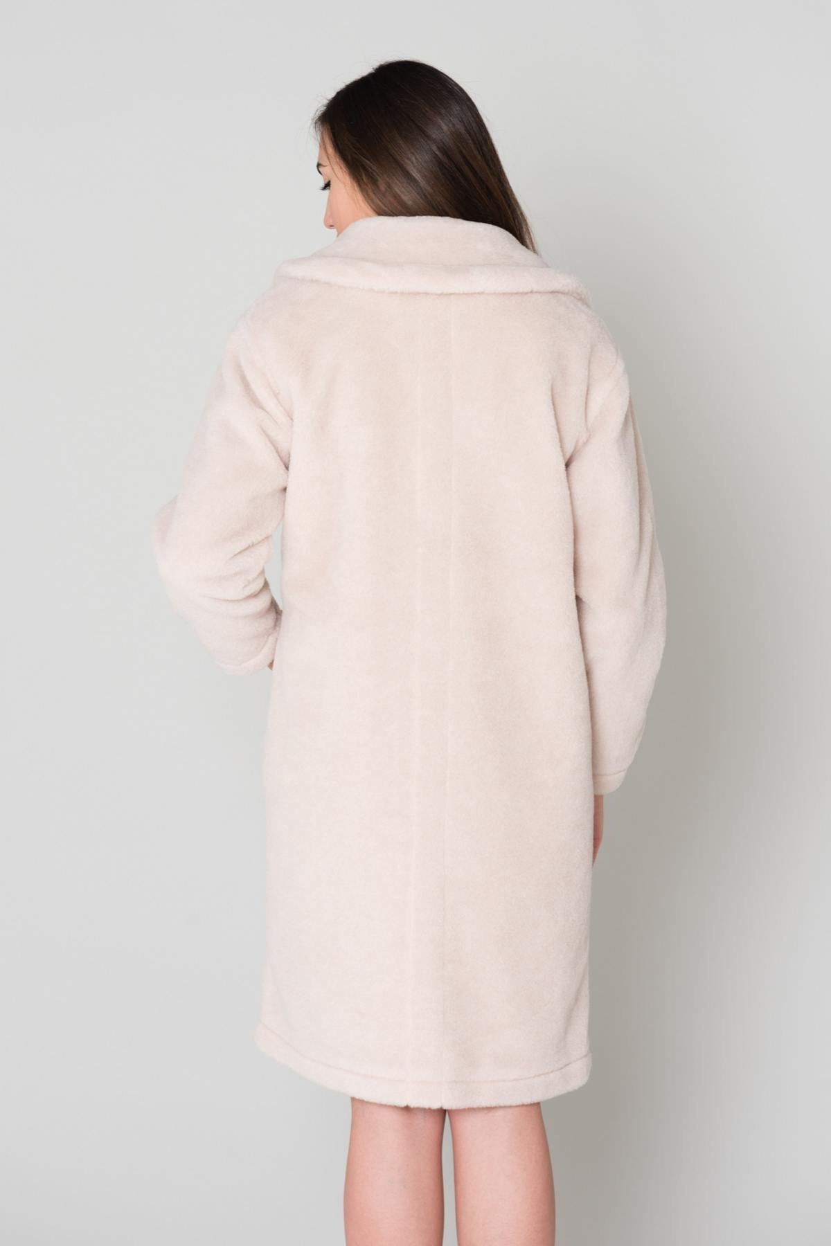 Women's long beige jacket - Image n°3