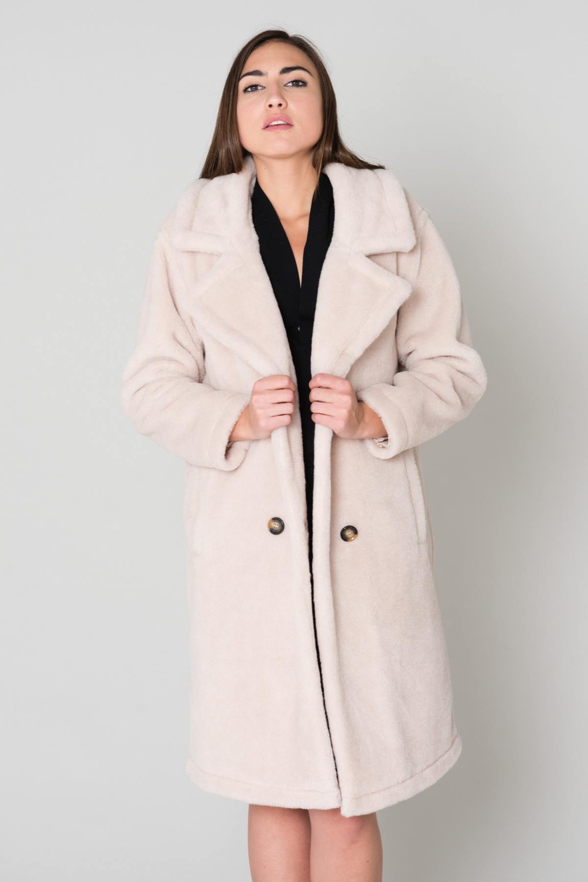 Women's long beige jacket - Image n°5