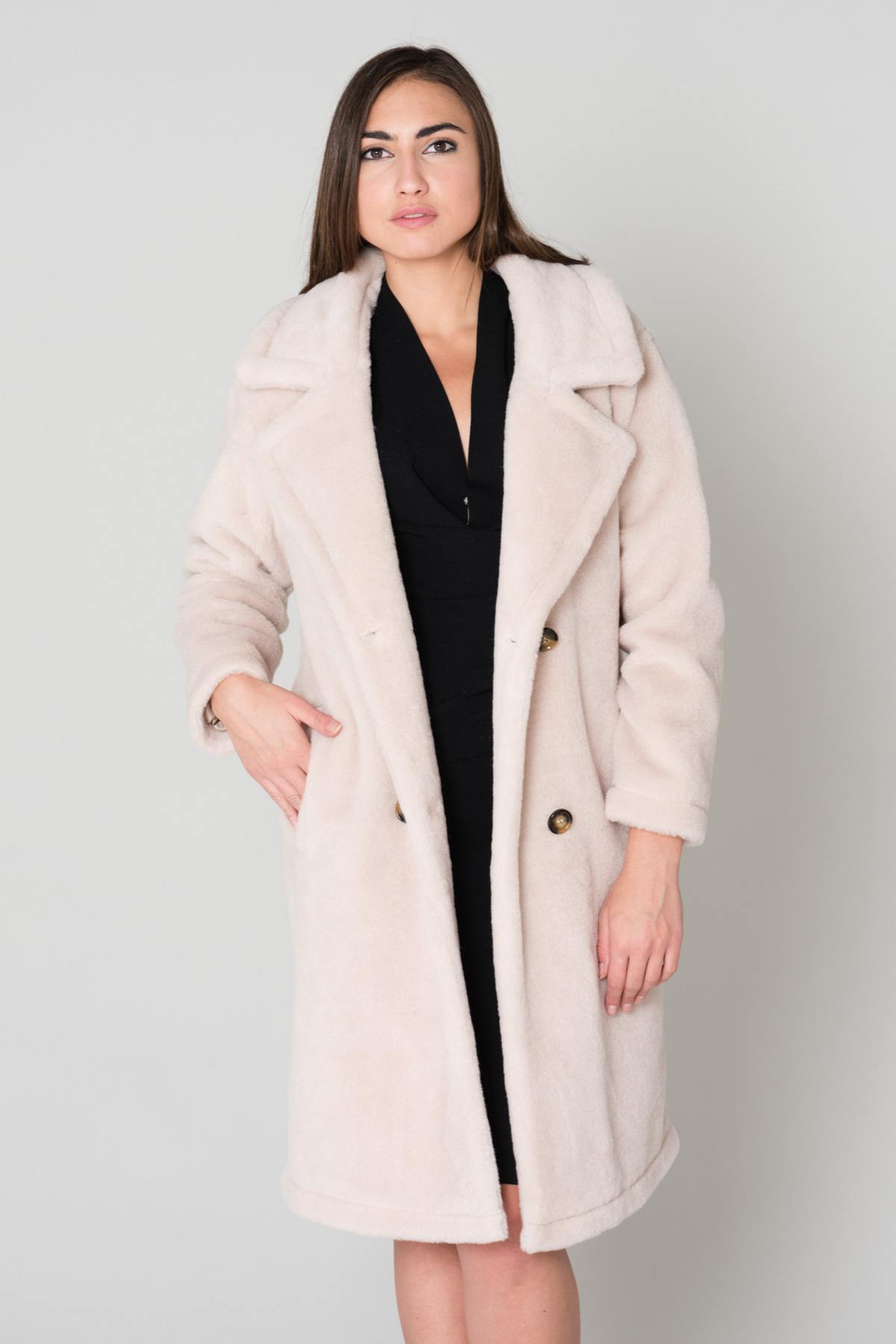 Women's long beige jacket - Image n°6