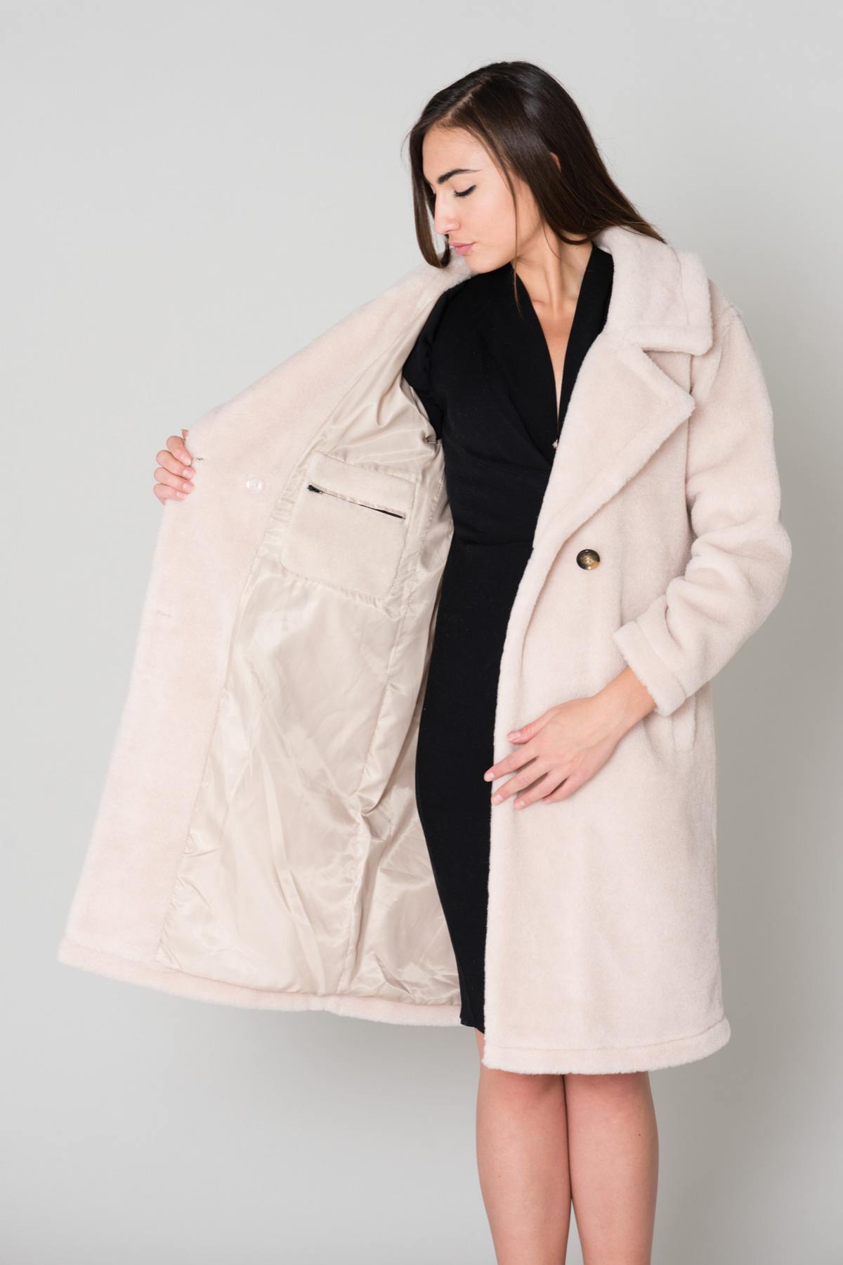 Women's long beige jacket - Image n°7