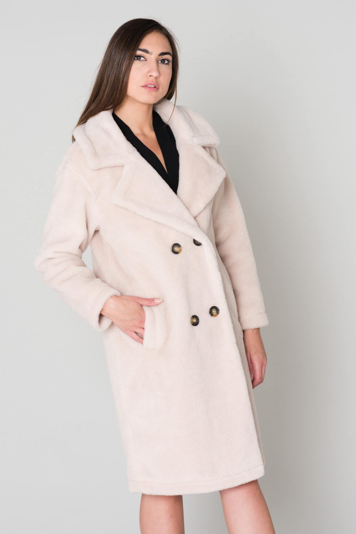 Women's long beige jacket - Image n°2