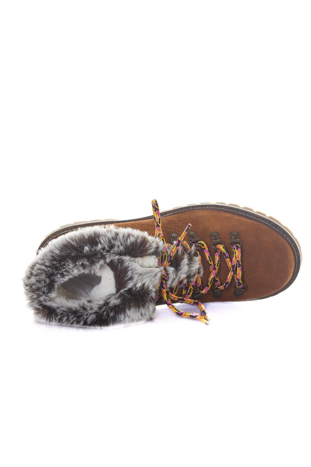 Brown acrylic fur shoes - Image n°4