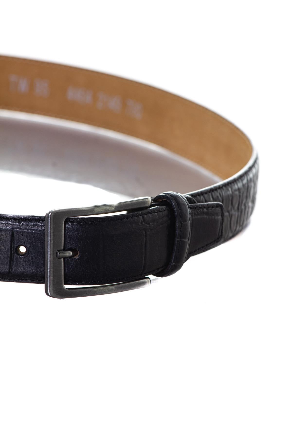 Men's black leather belt - Image n°2