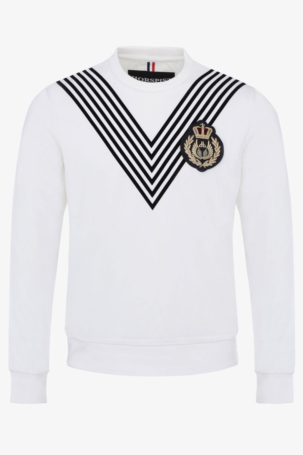 White sweatshirt with piping and badge - Image n°5