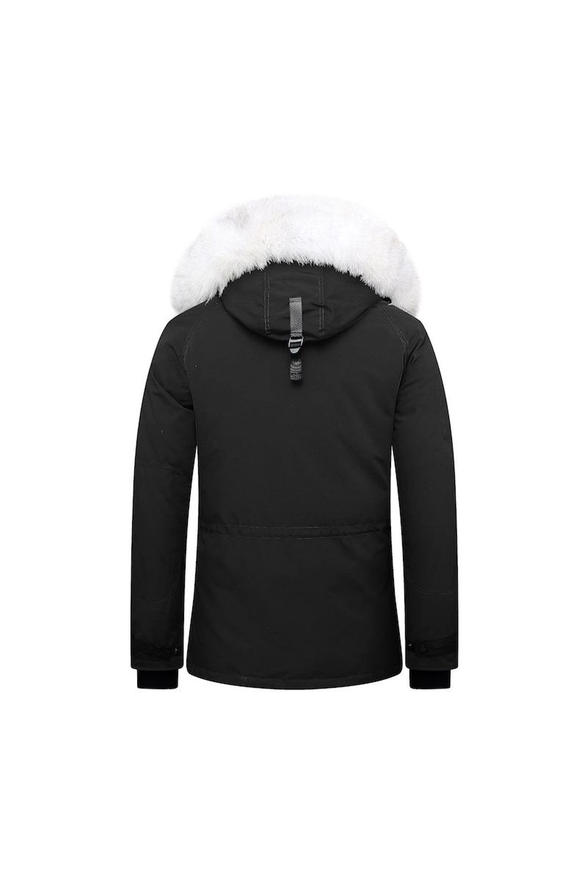 Men's black parka with white fur - Image n°11