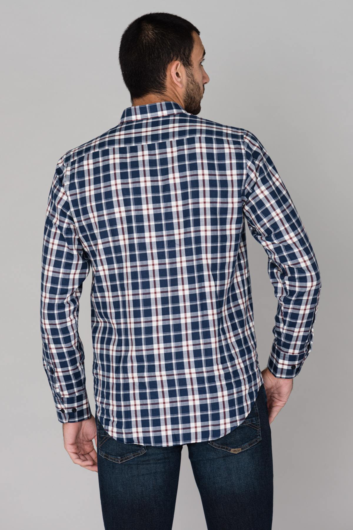 Navy blue checked shirt - Image n°3