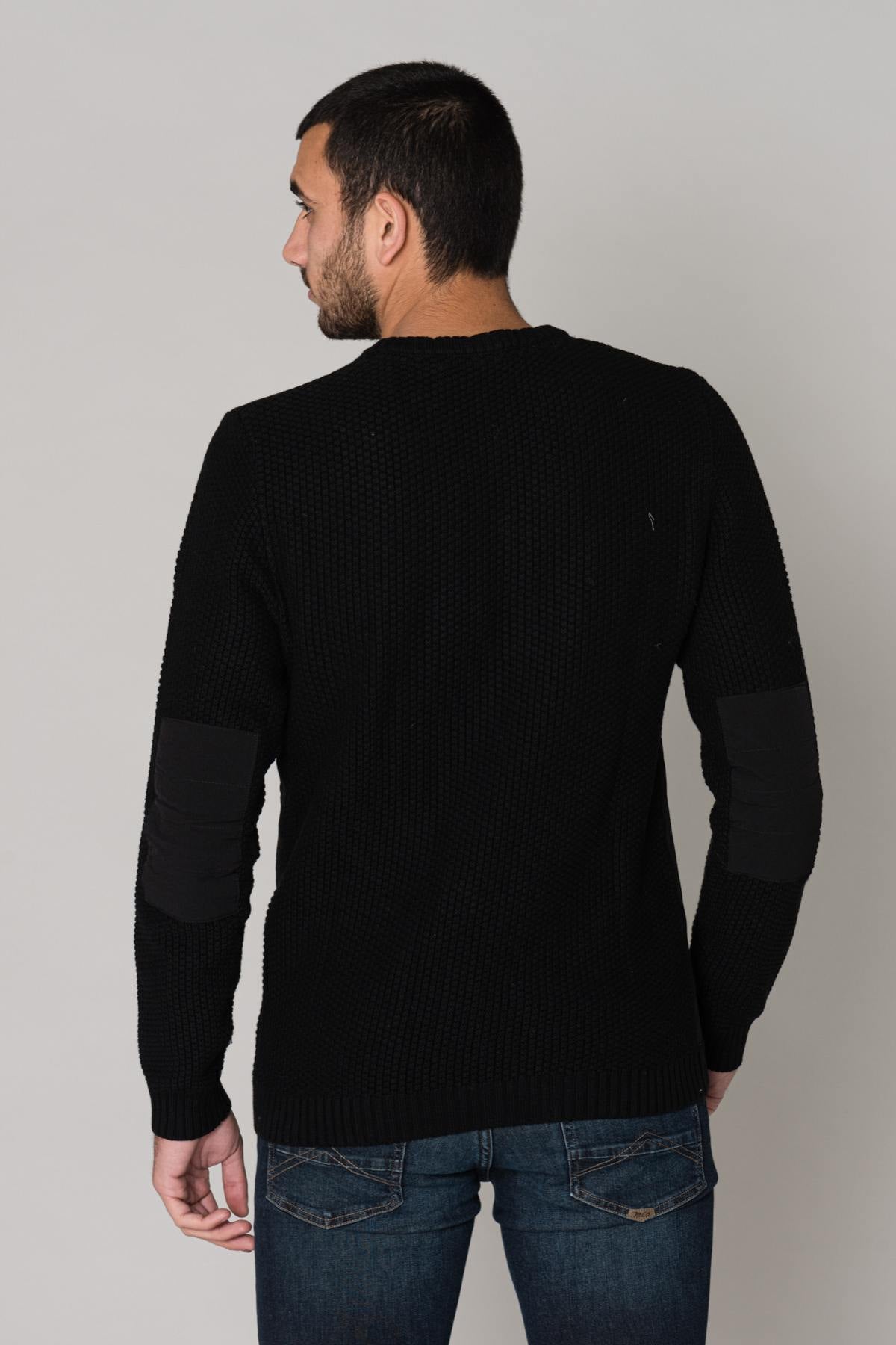  Men's black bi-material sweater - Image n°3