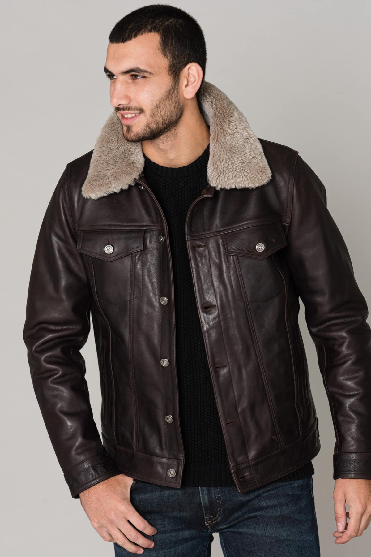  Brown aviator with fur collar - Image n°6