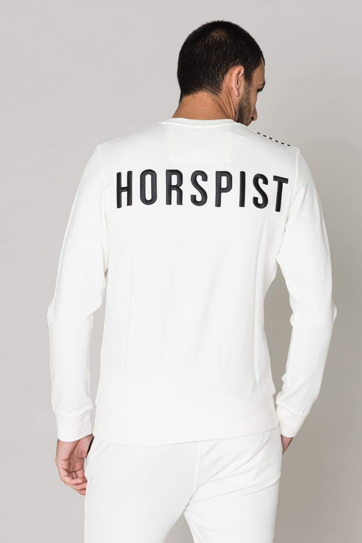 White sweatshirt with piping and badge - Image n°2