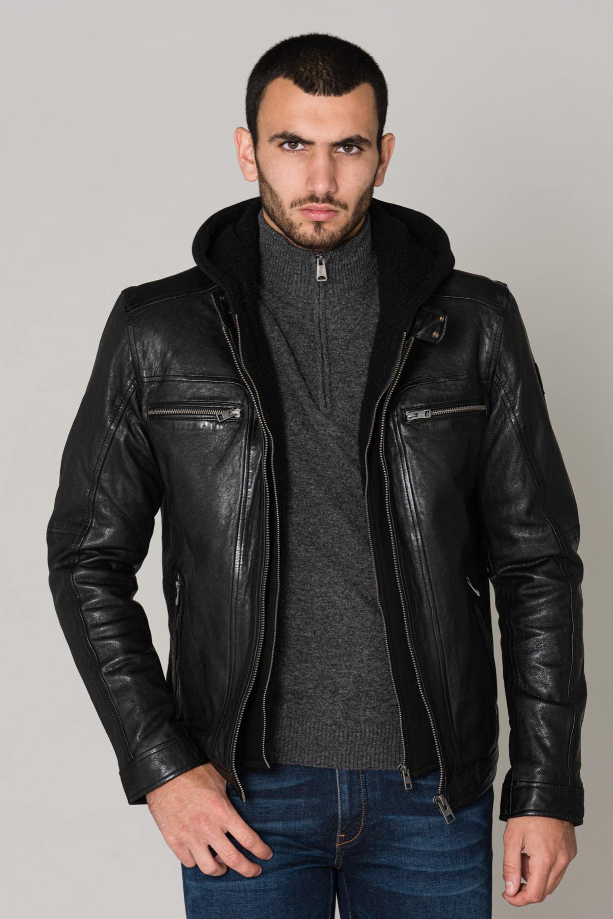  Men's black jacket with hood - Image n°3