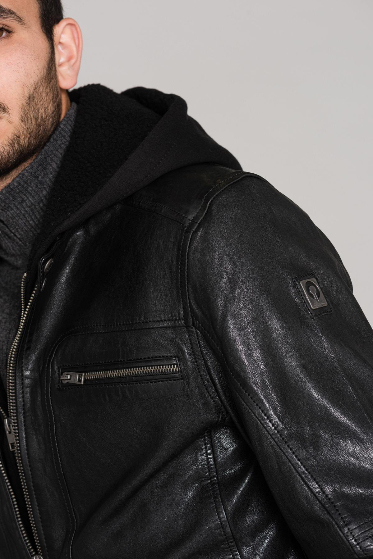  Men's black jacket with hood - Image n°7