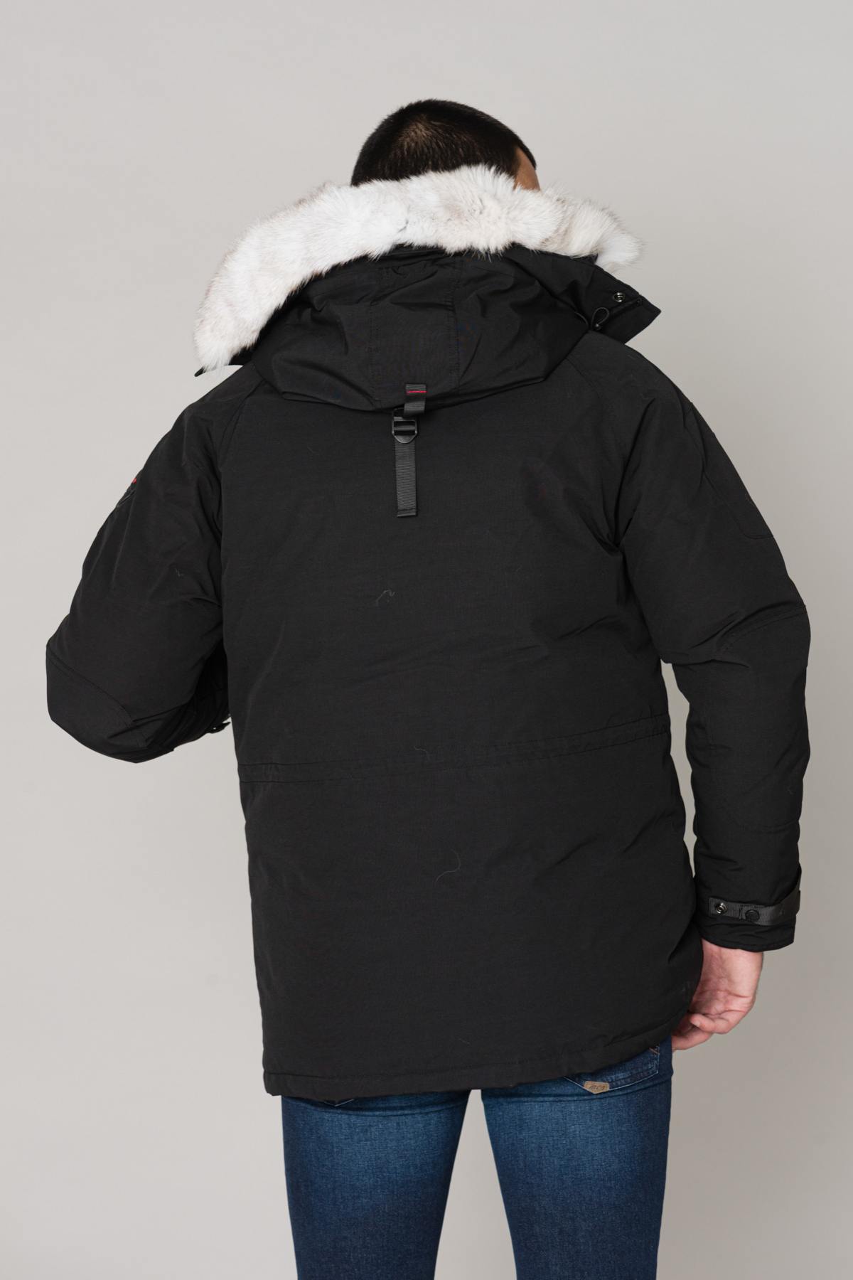 Men's black parka with white fur - Image n°8