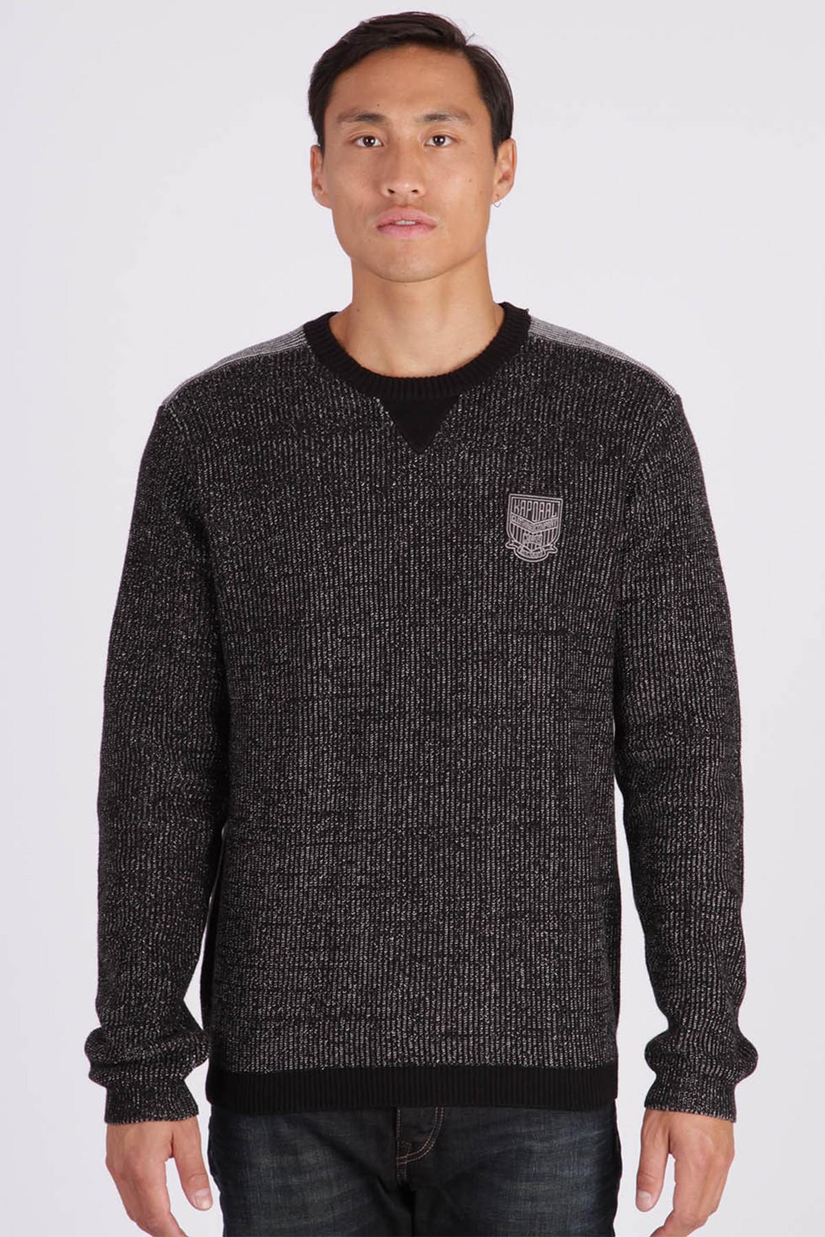 Men's black cotton sweater - Image n°1