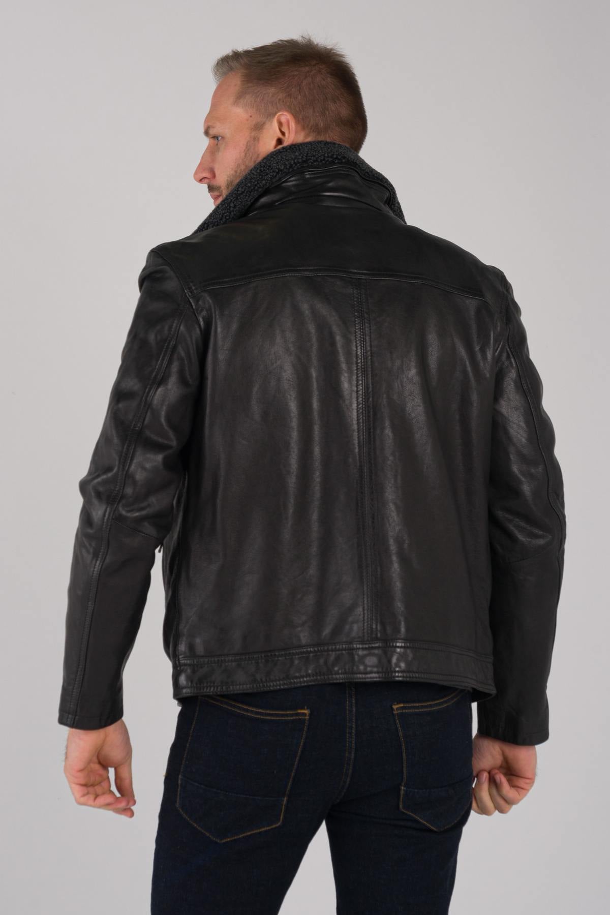 Men's sheepskin leather jacket - Image n°5