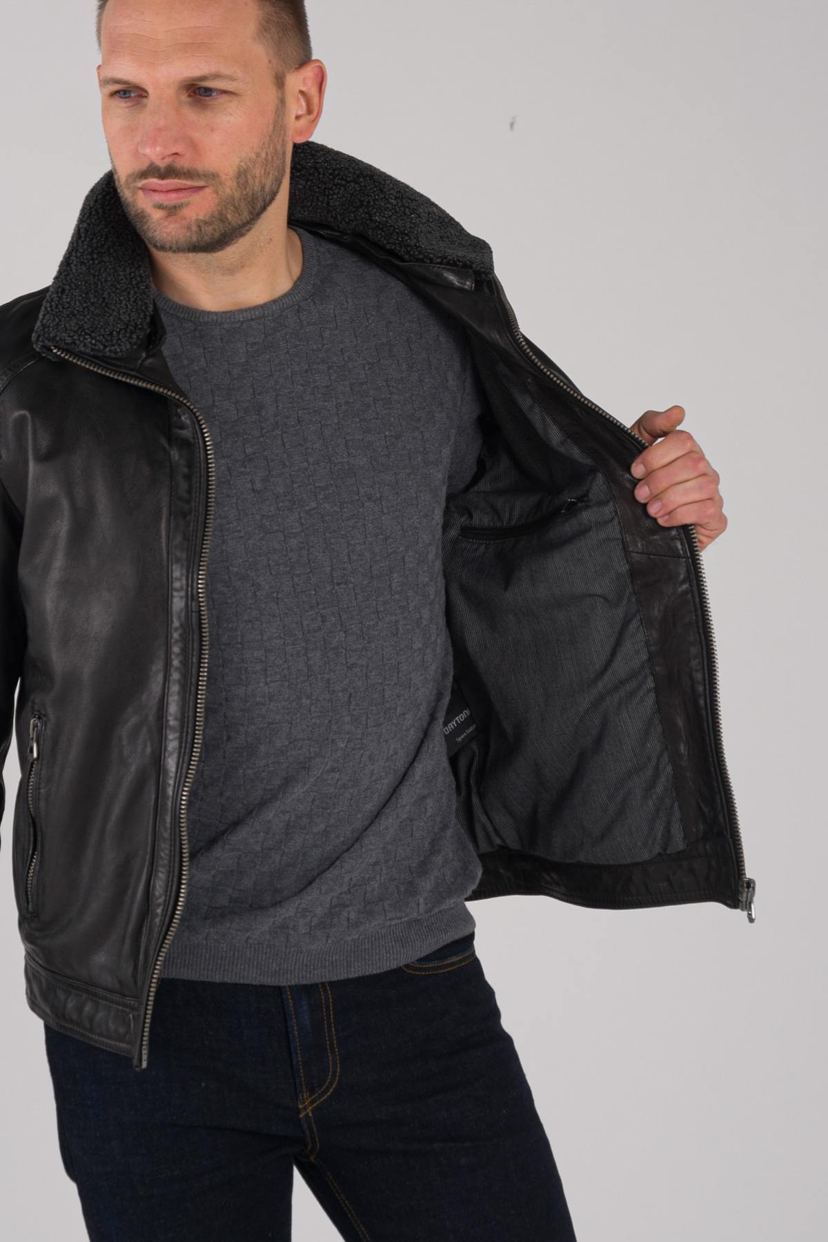 Men's sheepskin leather jacket - Image n°6