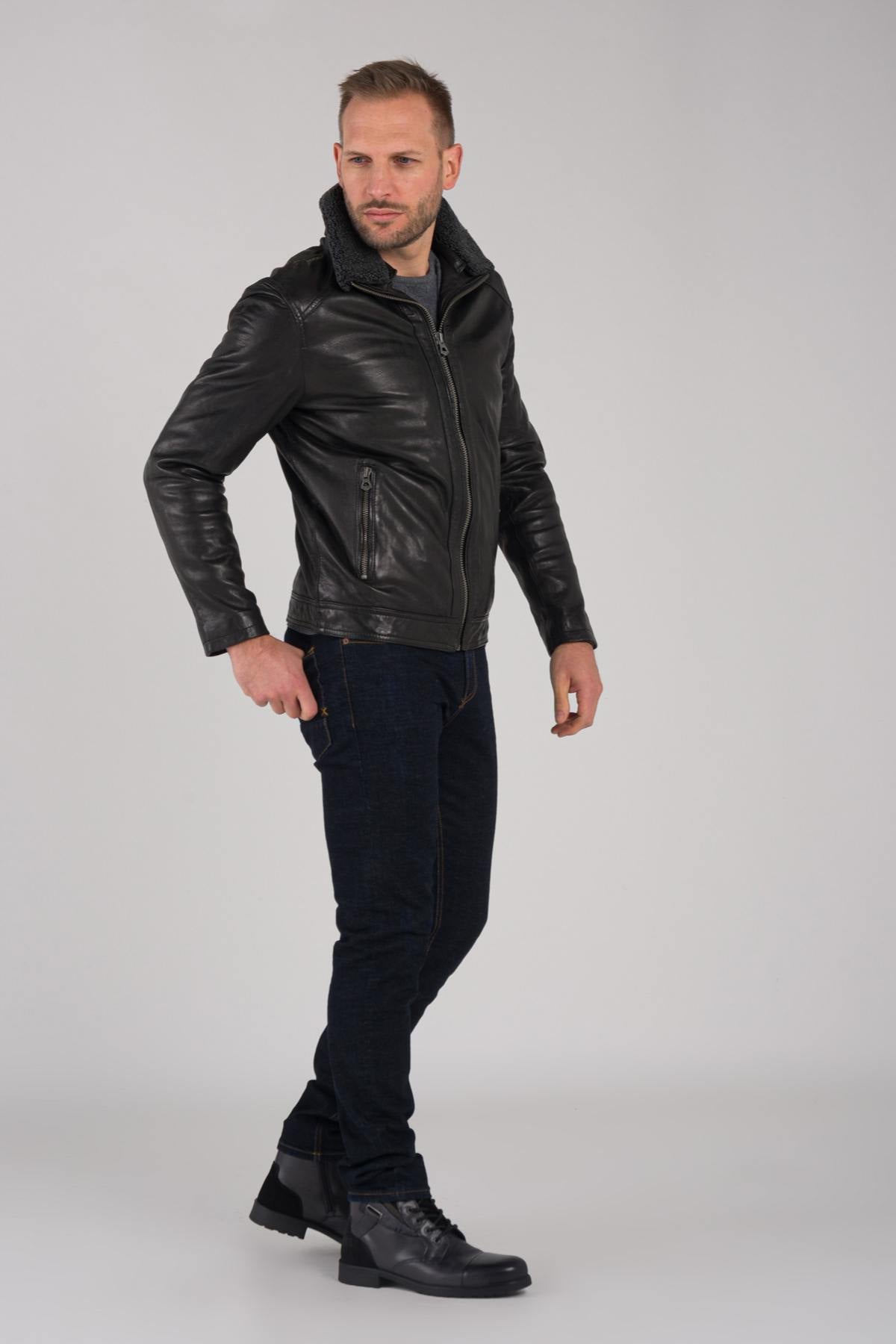 Men's sheepskin leather jacket - Image n°3