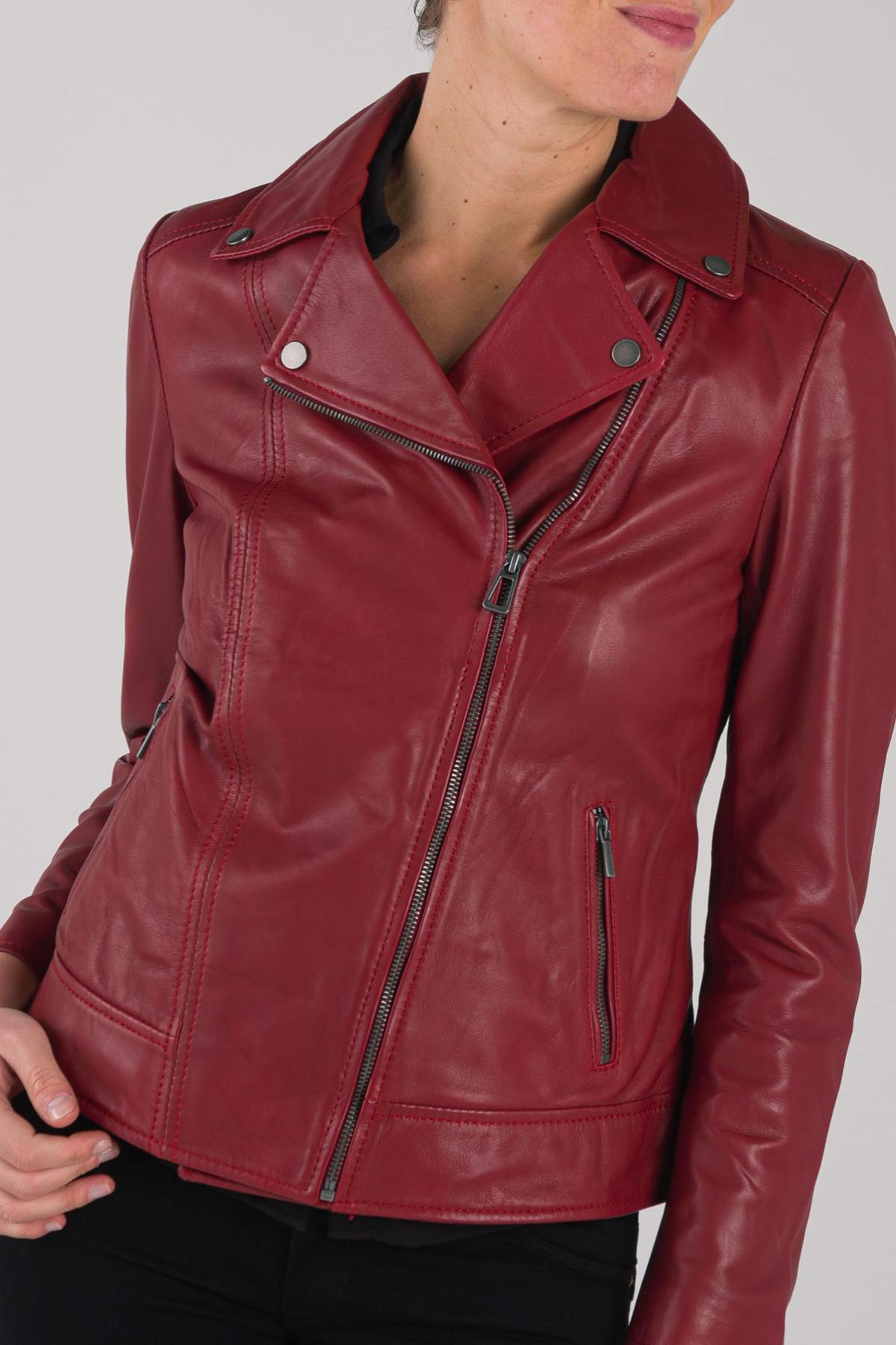 Large size red Biker Jacket for women - Image n°1