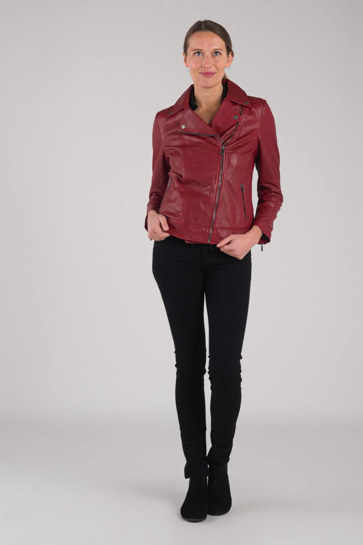 Large size red Biker Jacket for women - Image n°2