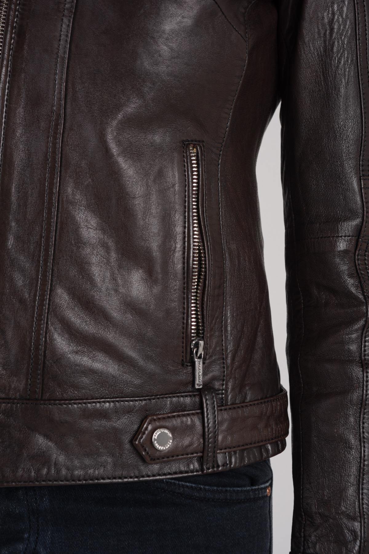 Dark brown leather jacket - Image n°8