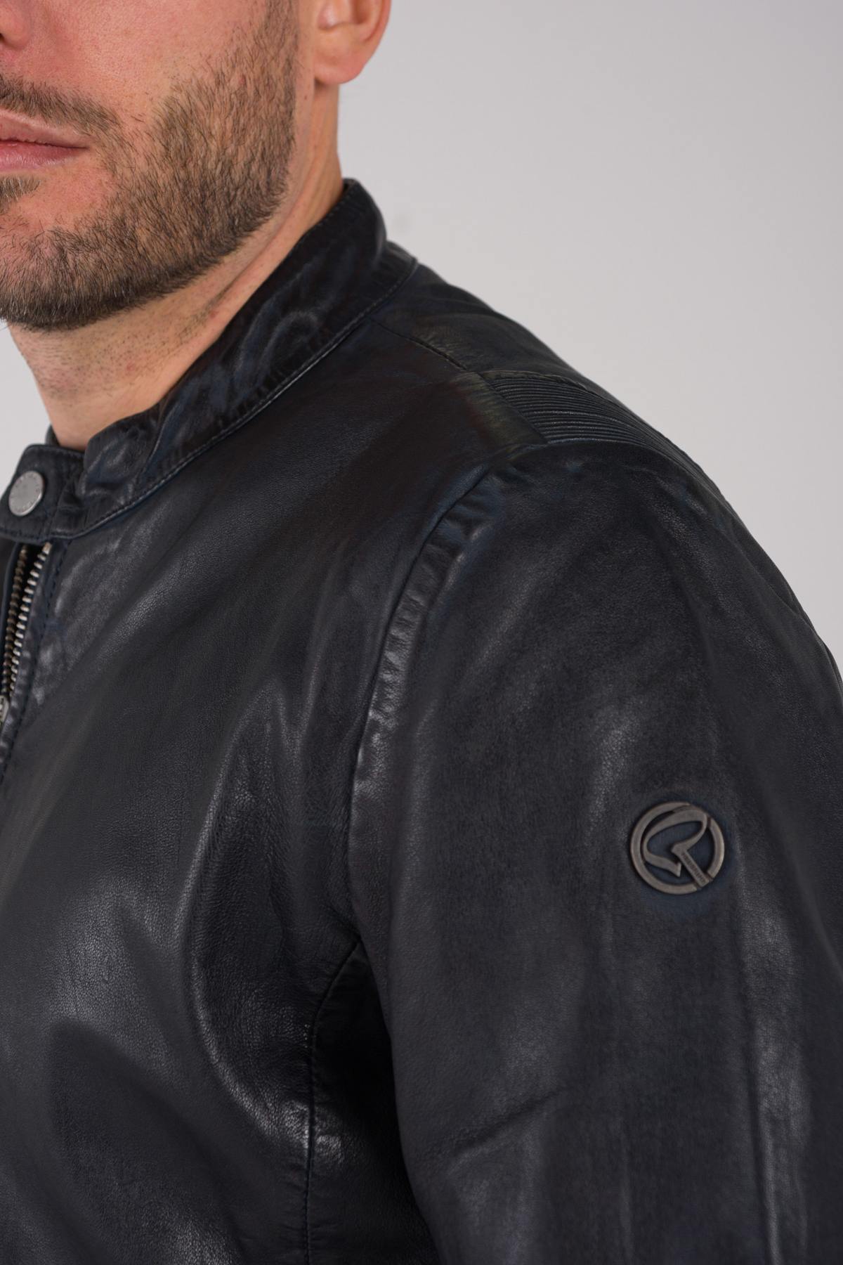 Men's blue leather jacket - Image n°7