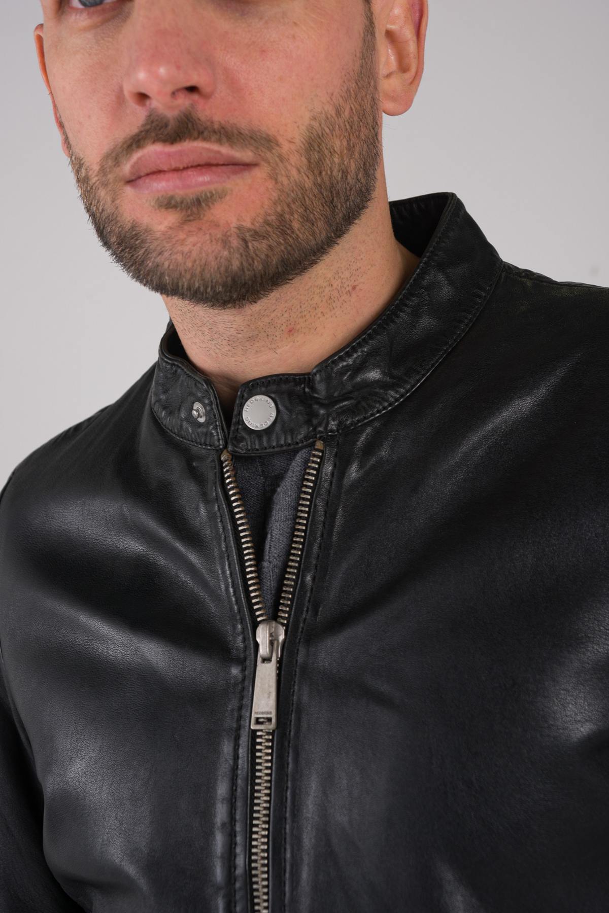 Men's black leather jacket - Image n°2