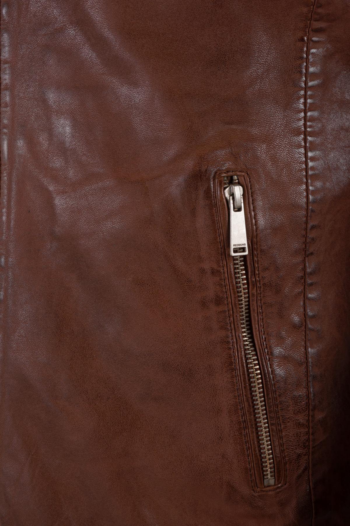 Cognac men's leather jacket - Image n°6