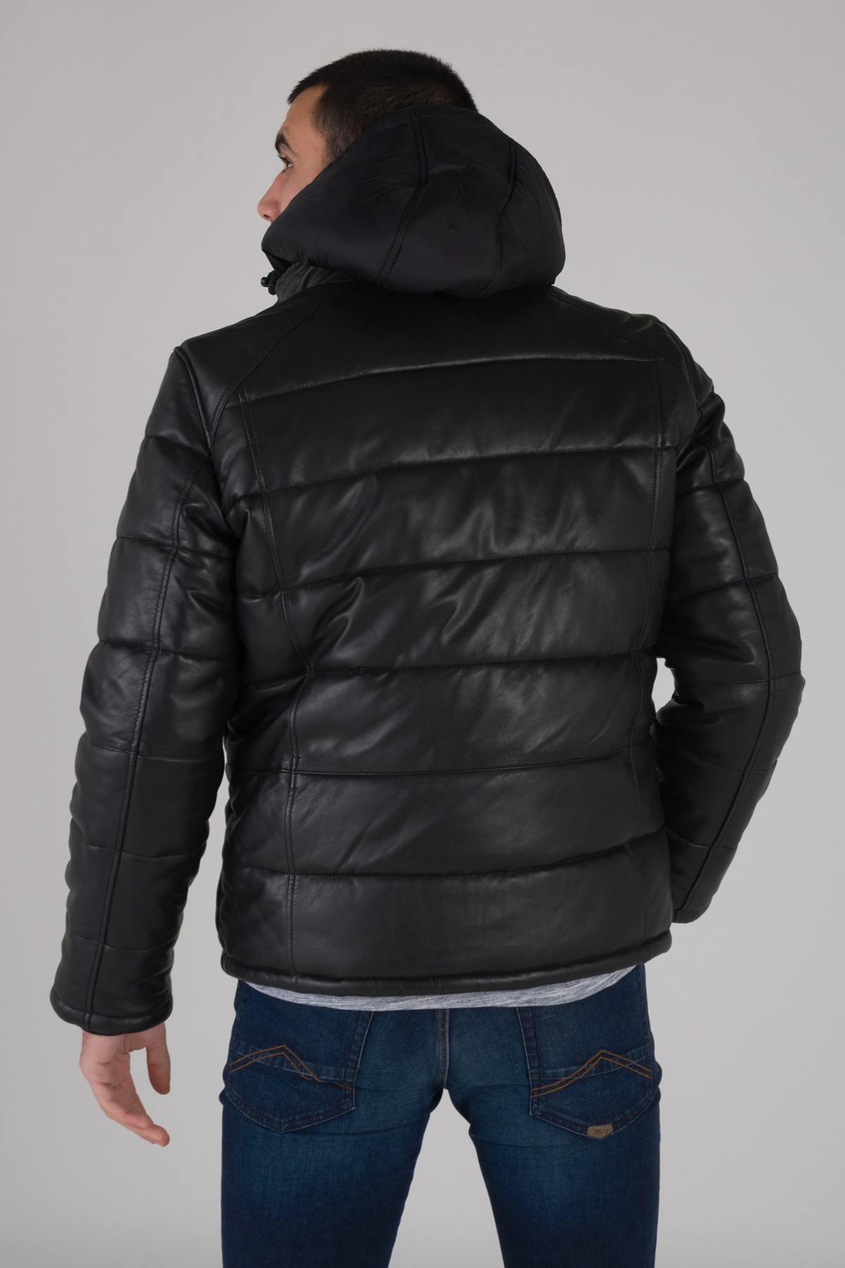 Sportswear leather down jacket - Image n°5