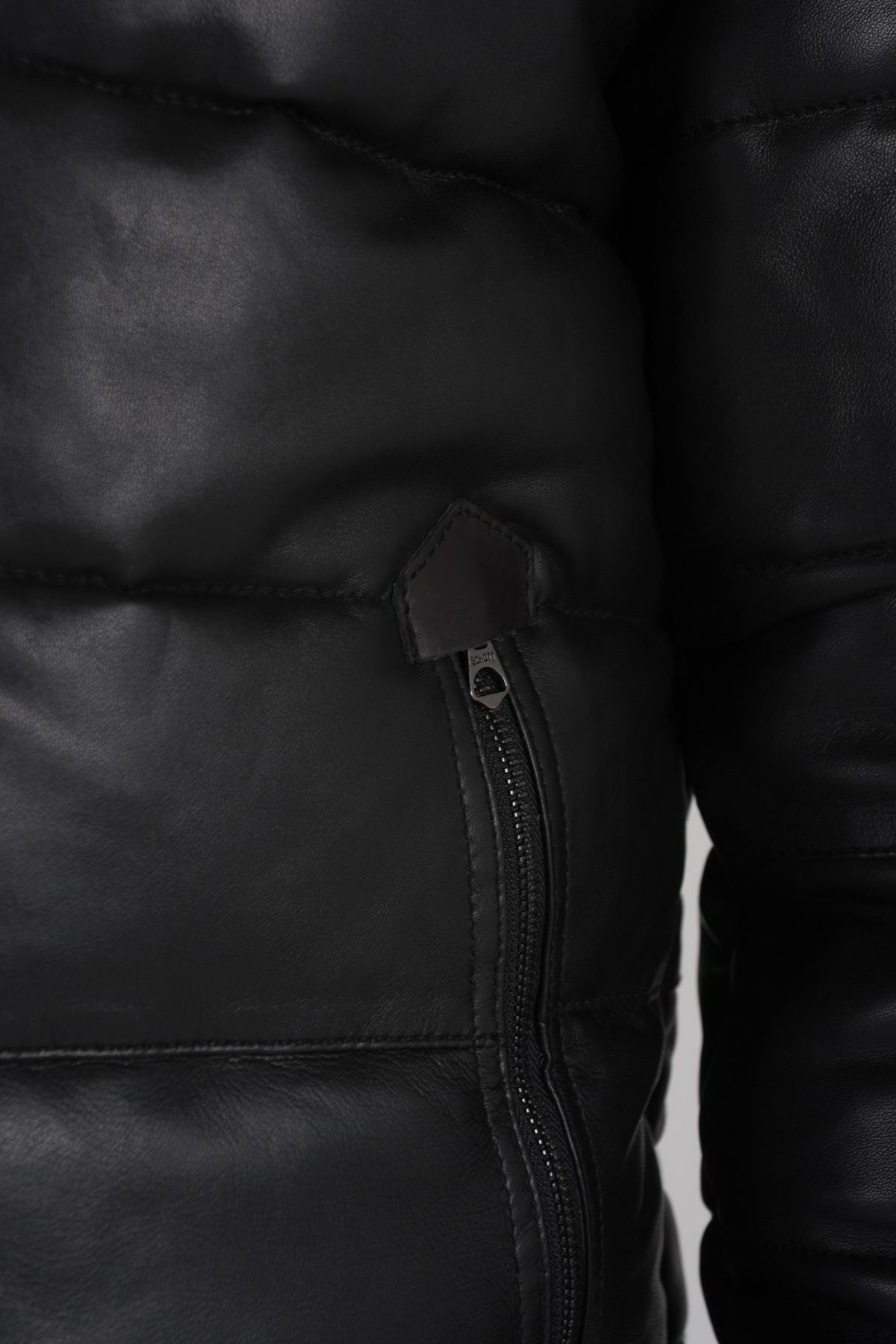 Sportswear leather down jacket - Image n°7