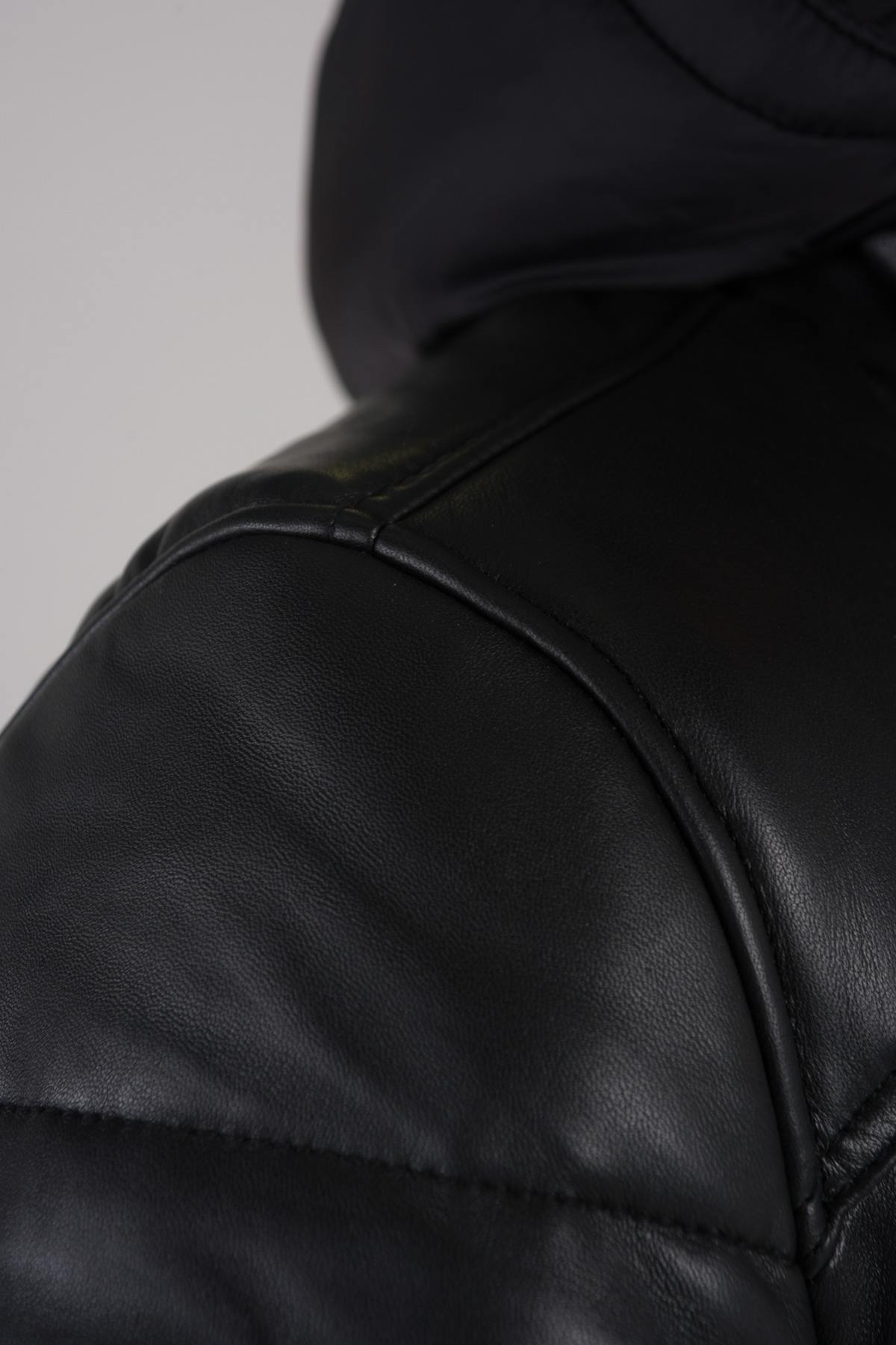 Sportswear leather down jacket - Image n°8