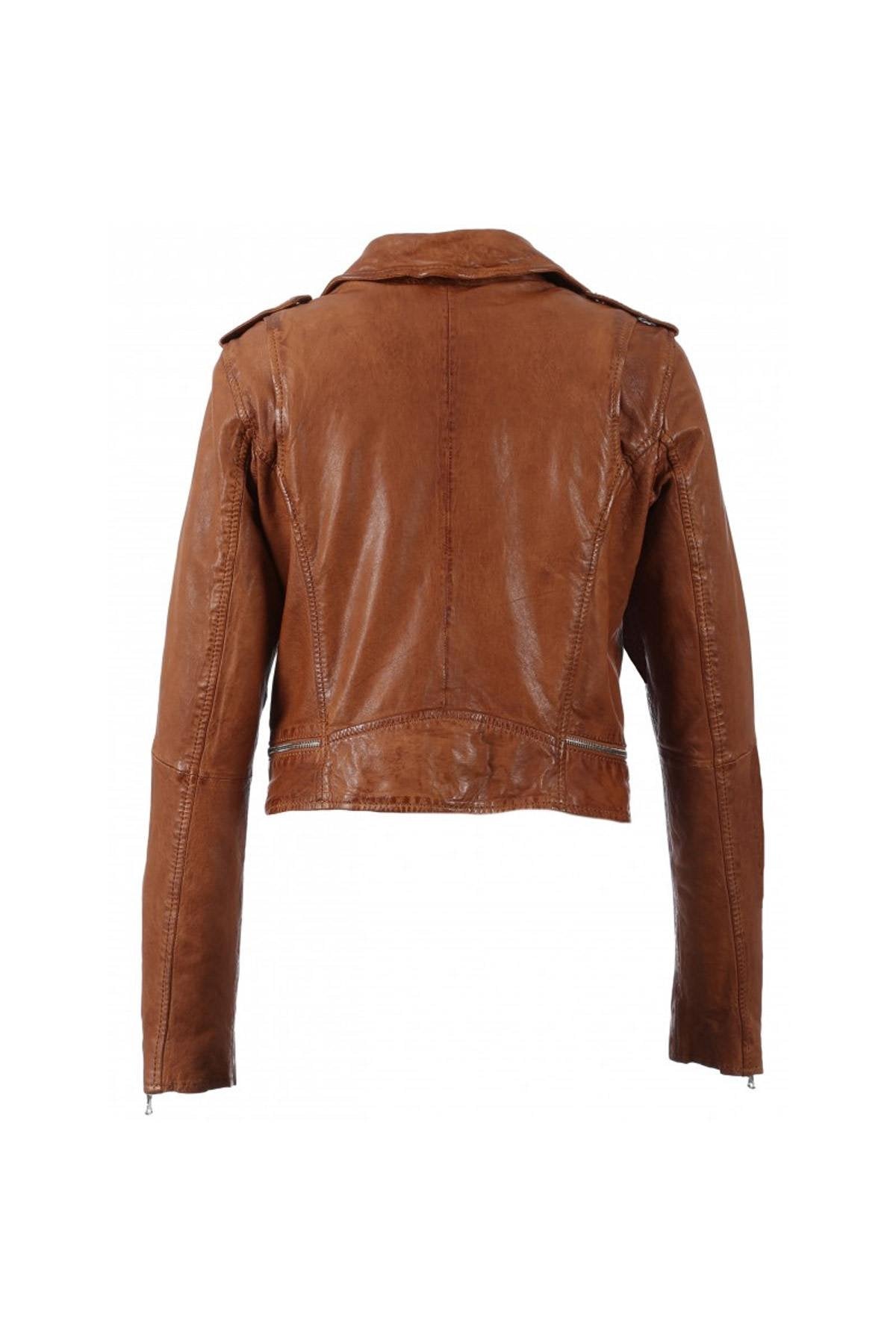 Women's cognac-colored perfecto - Image n°11