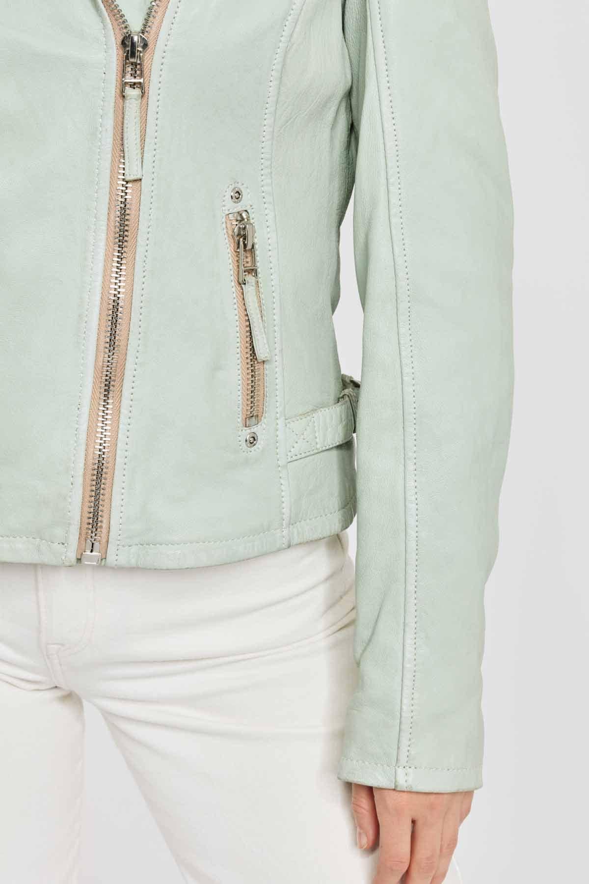 Women's light green Biker Jacket - Image n°4