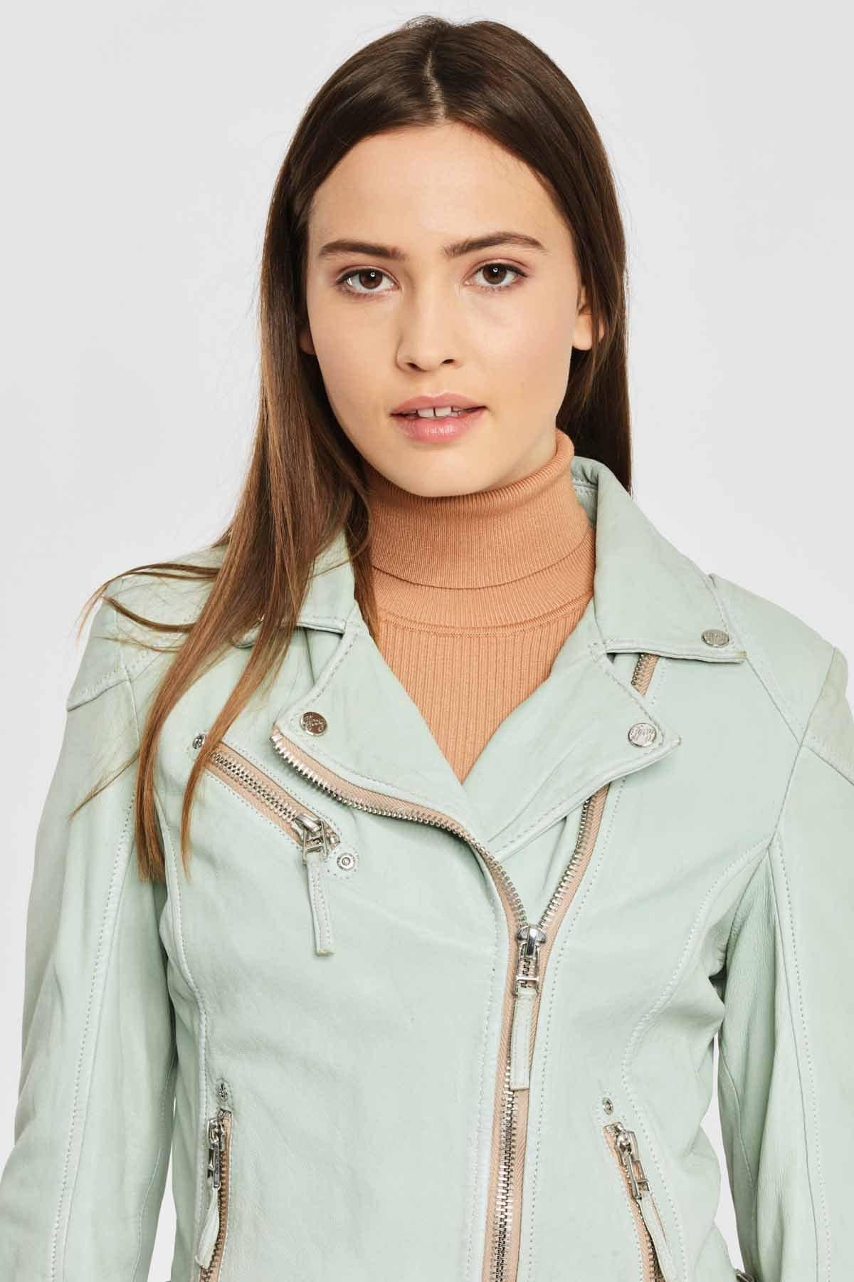 Women's light green Biker Jacket - Image n°5