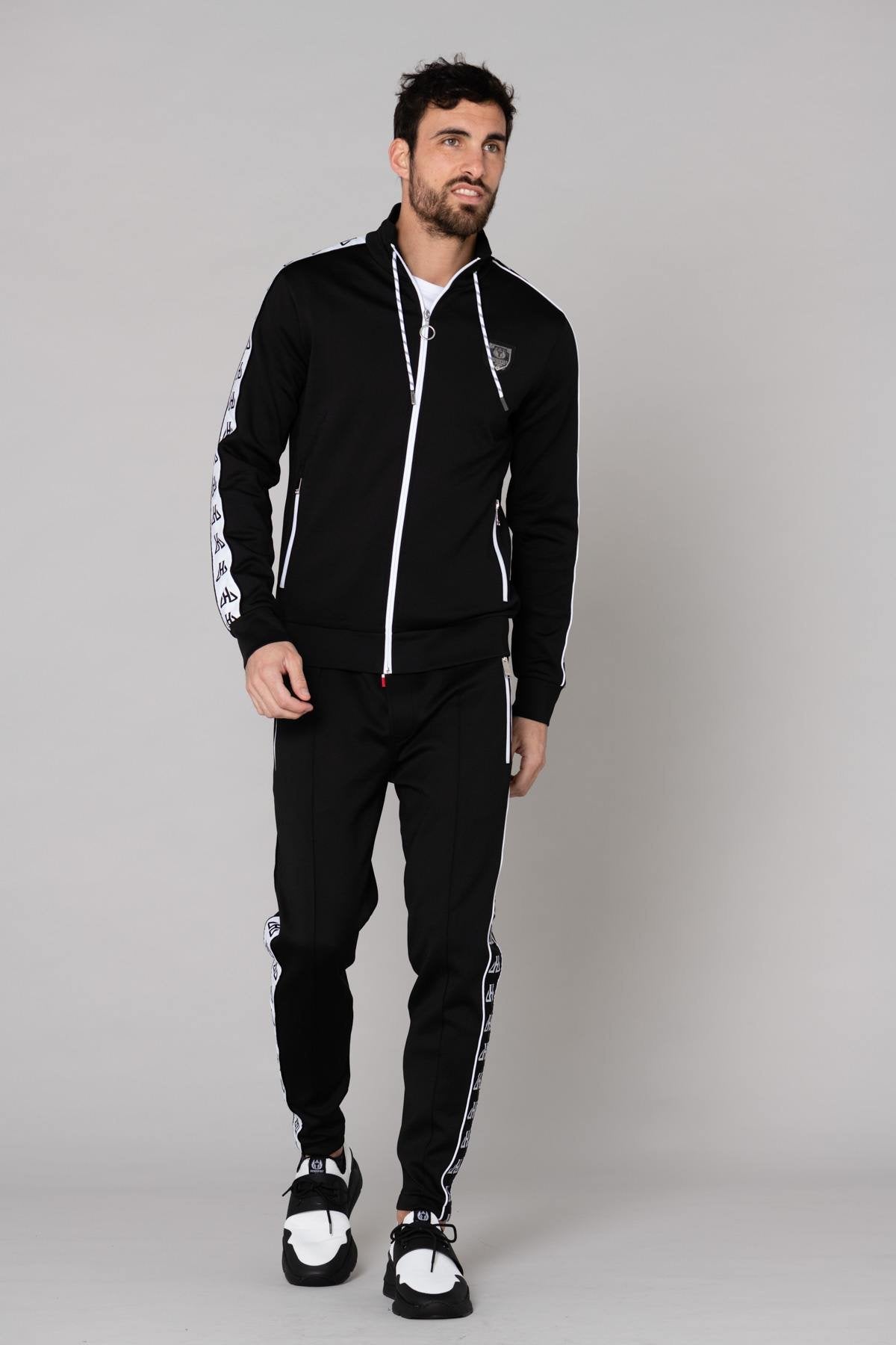 ̈Black jogging pants with white piping - Image n°2