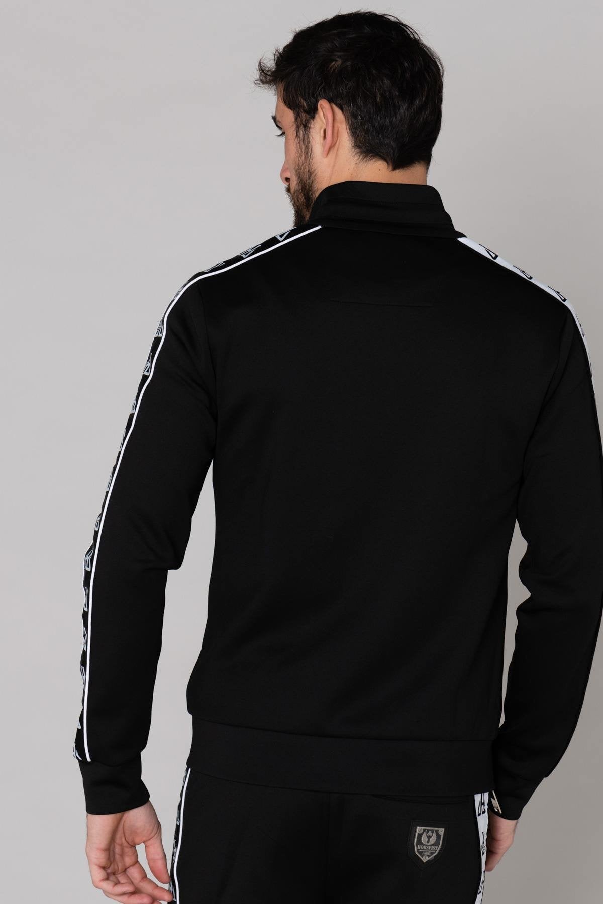 Black jogging jacket with white piping - Image n°4