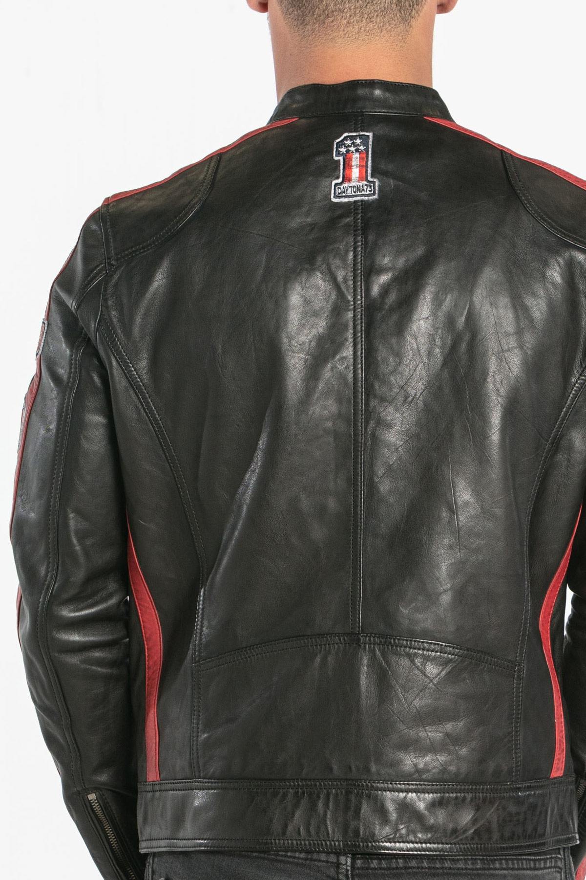 Motor Club black leather jacket for men - Image n°2