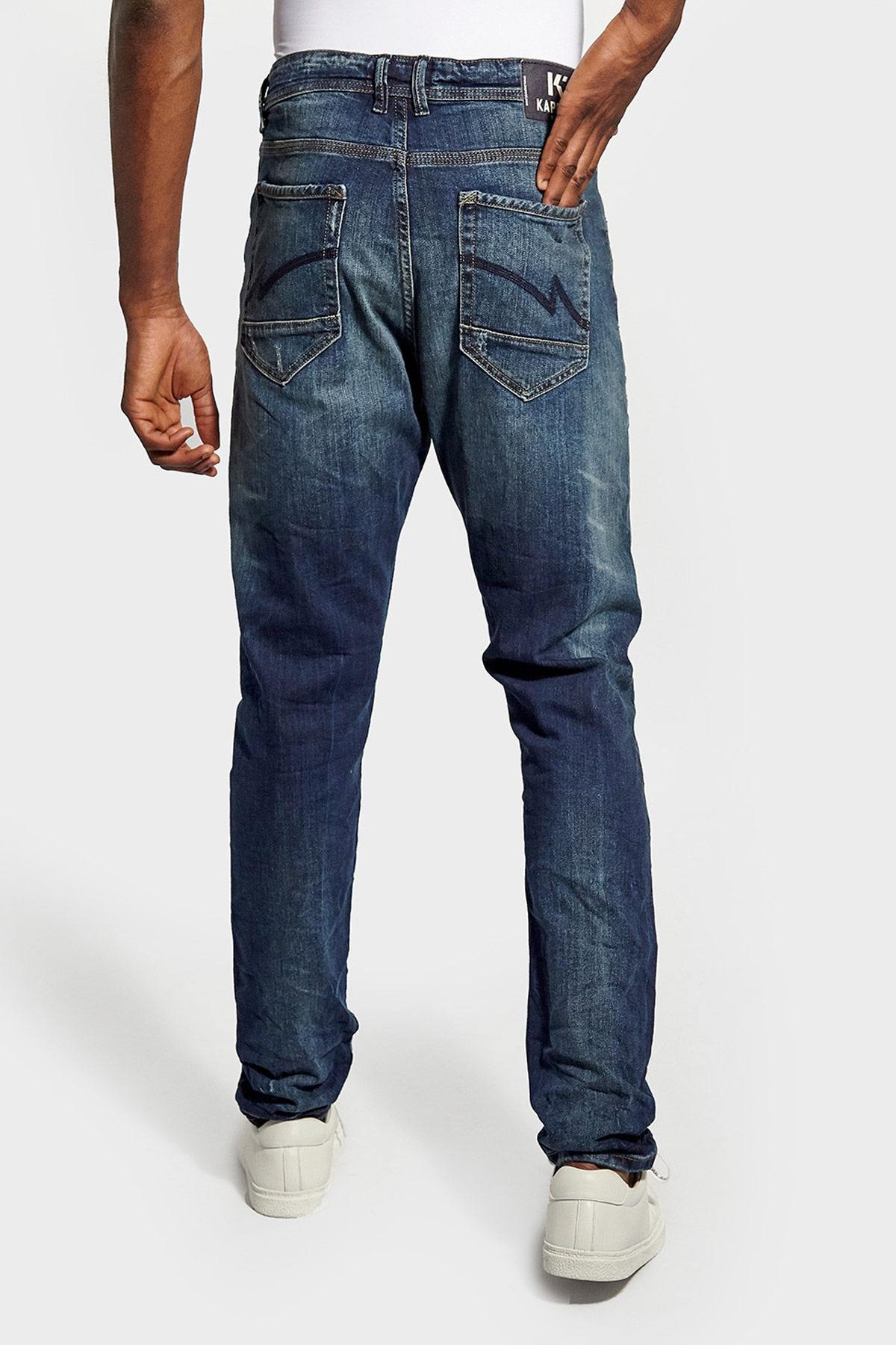 Men's regular-fit washed blue jeans - Image n°3