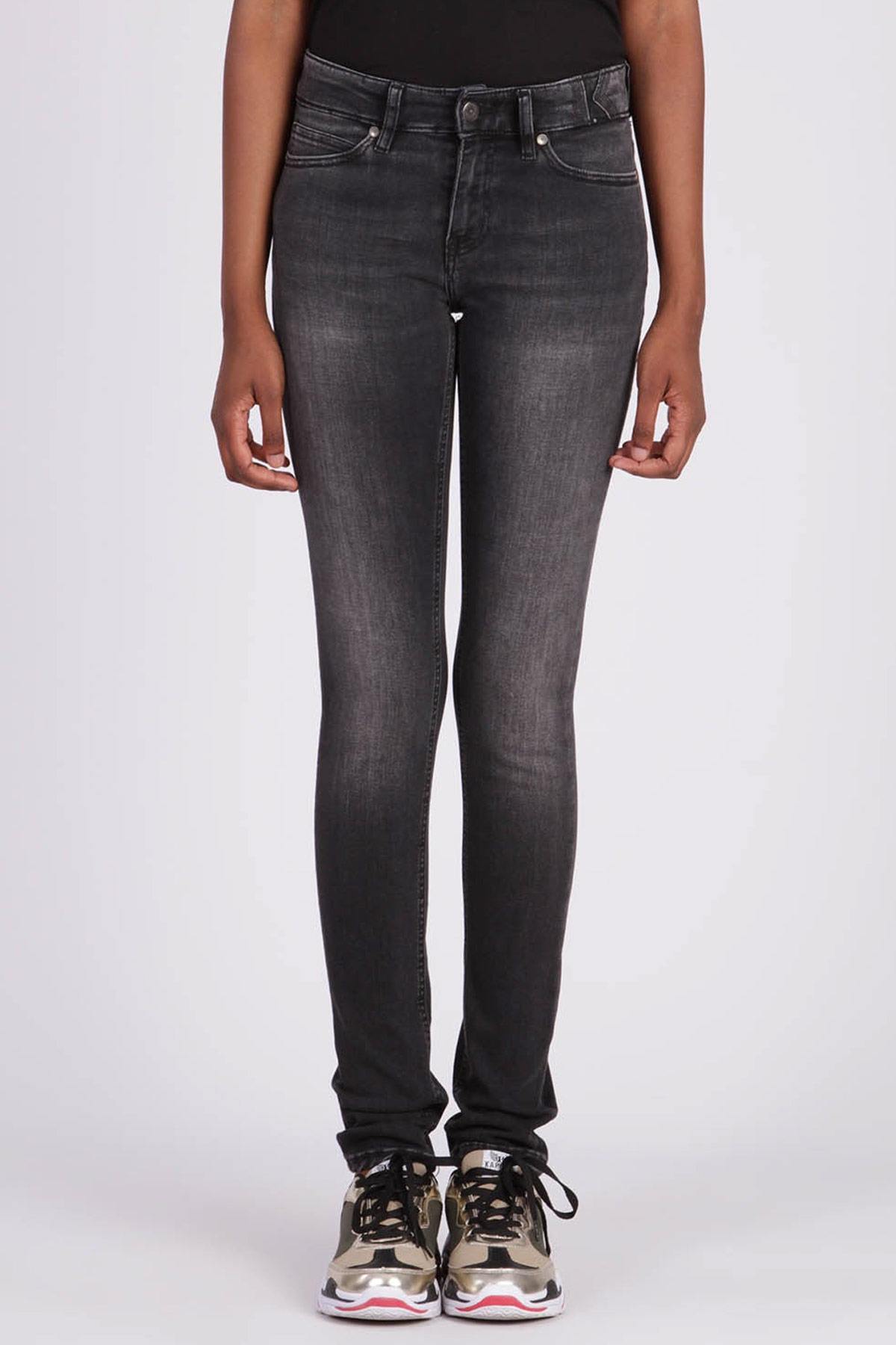 Women's slim fit washed black jeans - Image n°4