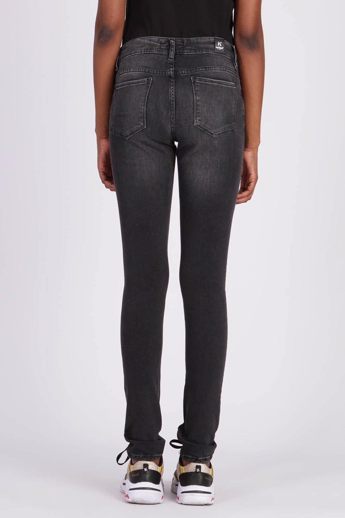 Women's slim fit washed black jeans - Image n°2