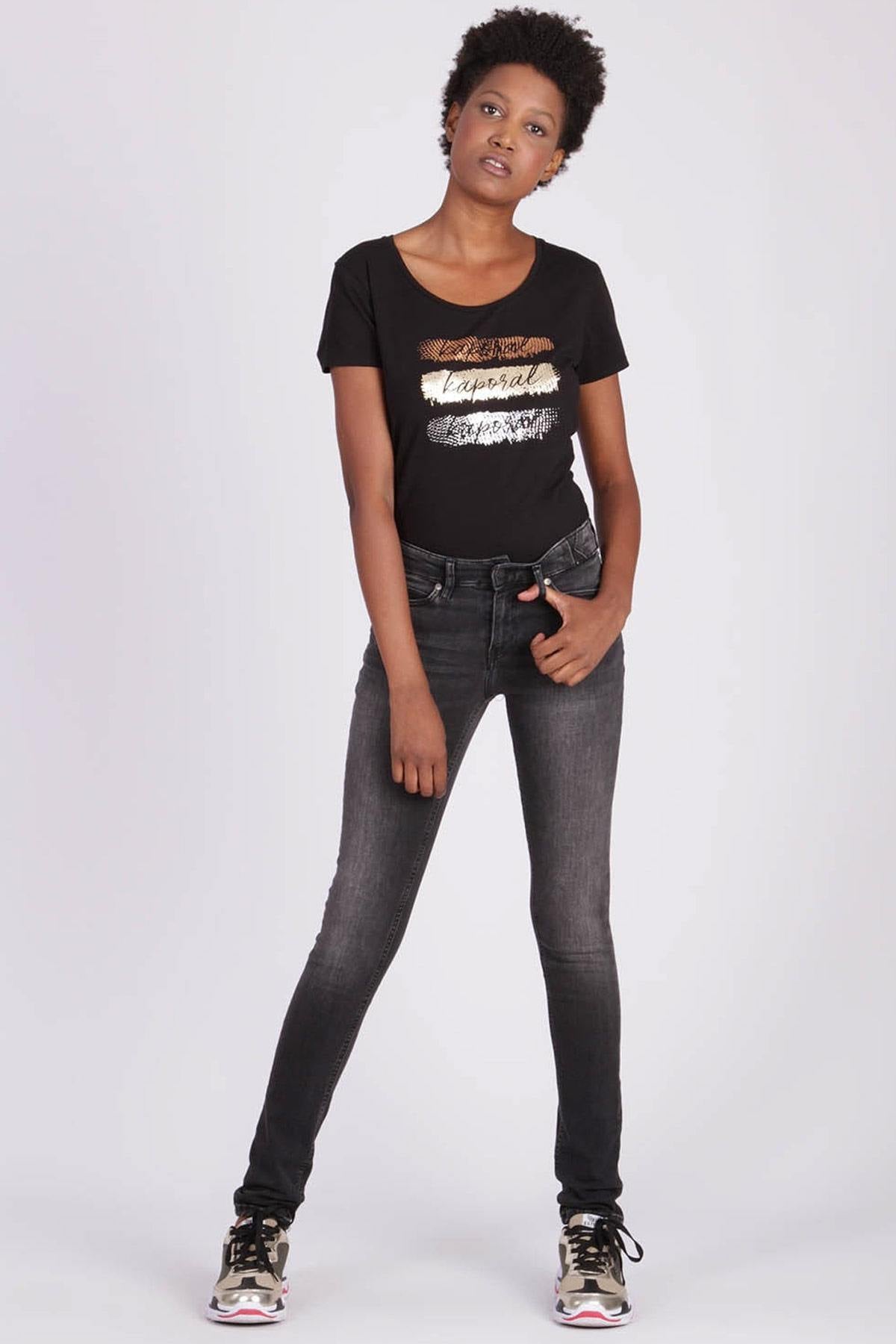 Women's slim fit washed black jeans - Image n°5