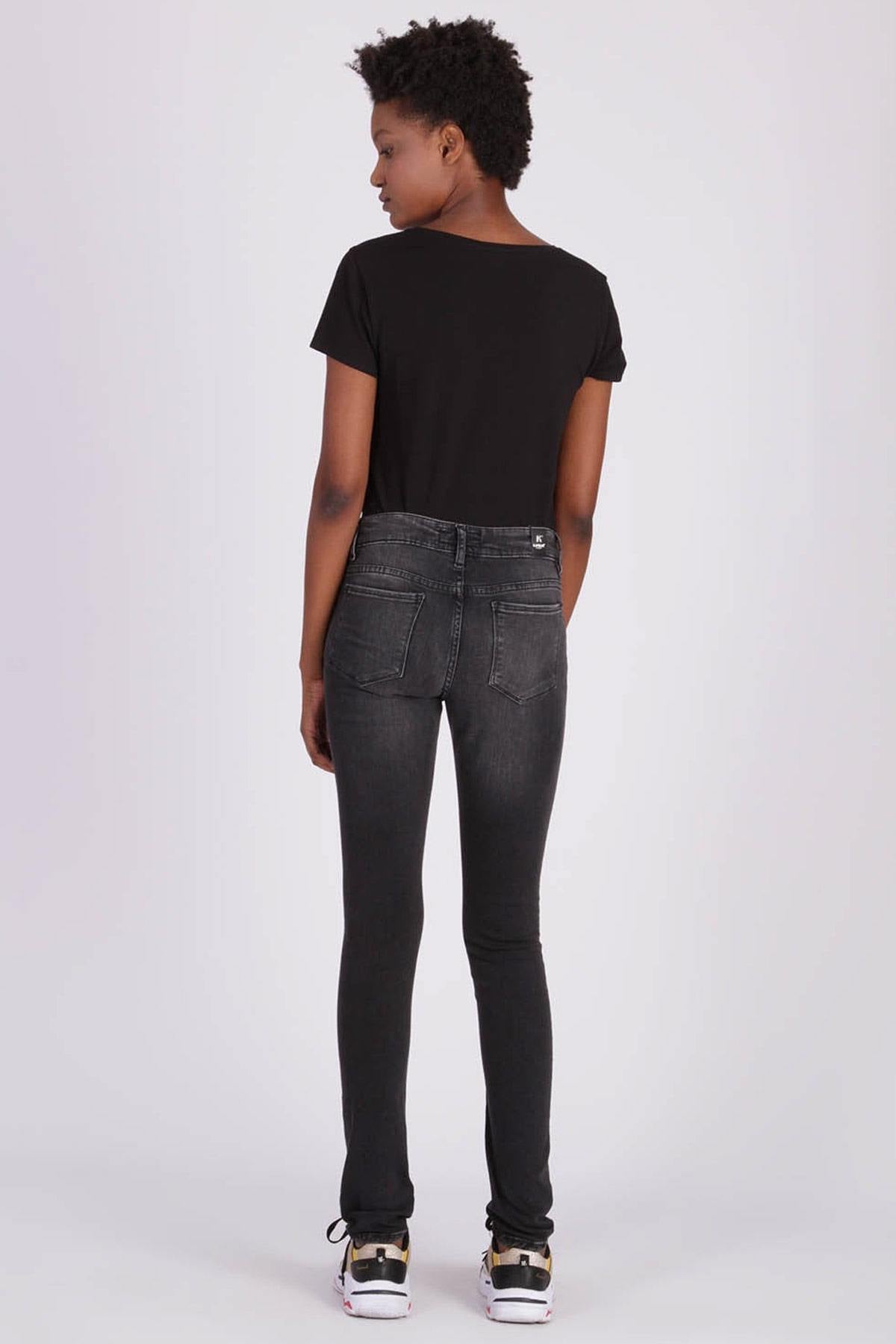 Women's slim fit washed black jeans - Image n°6