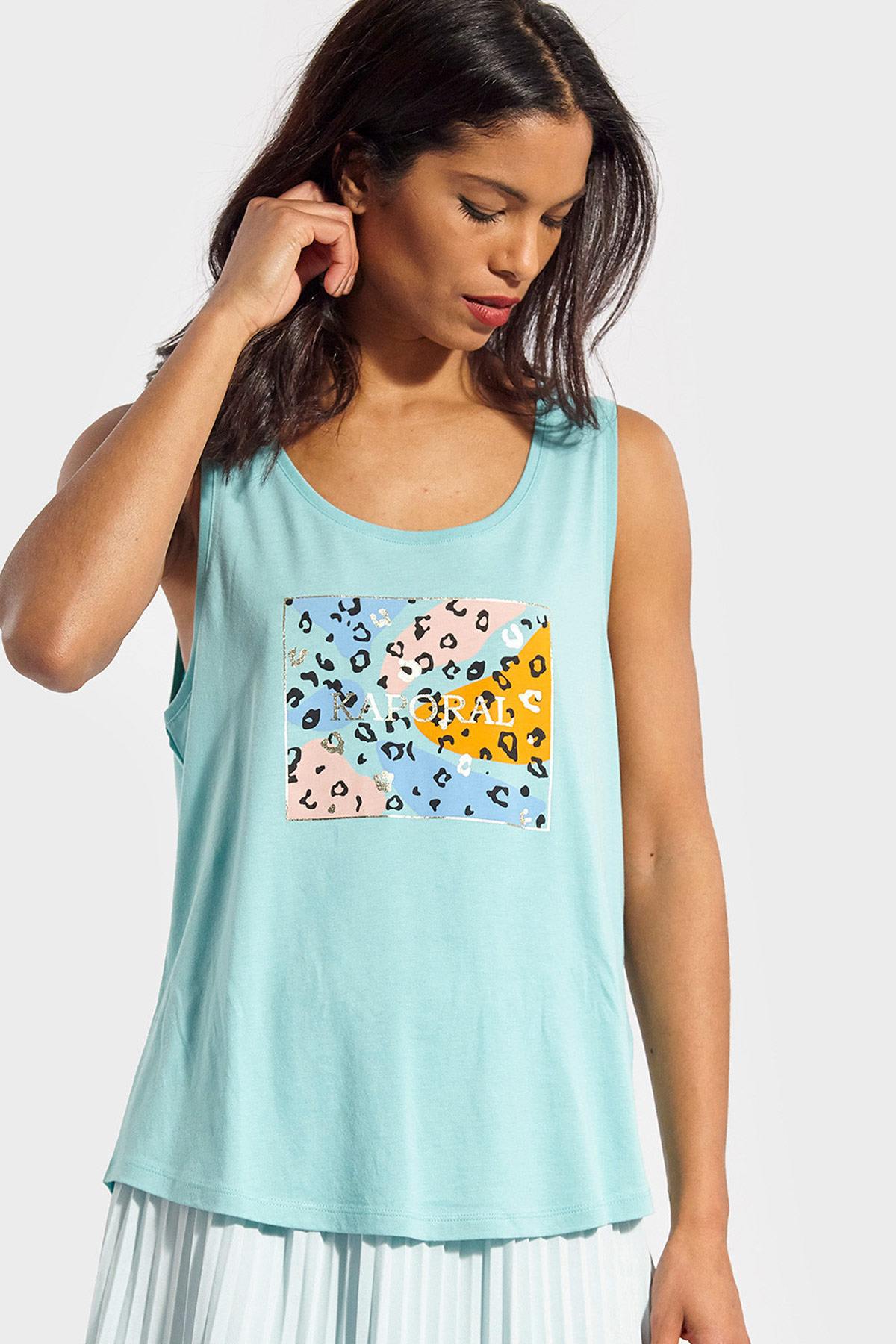 Women's turquoise blue tank top - Image n°1