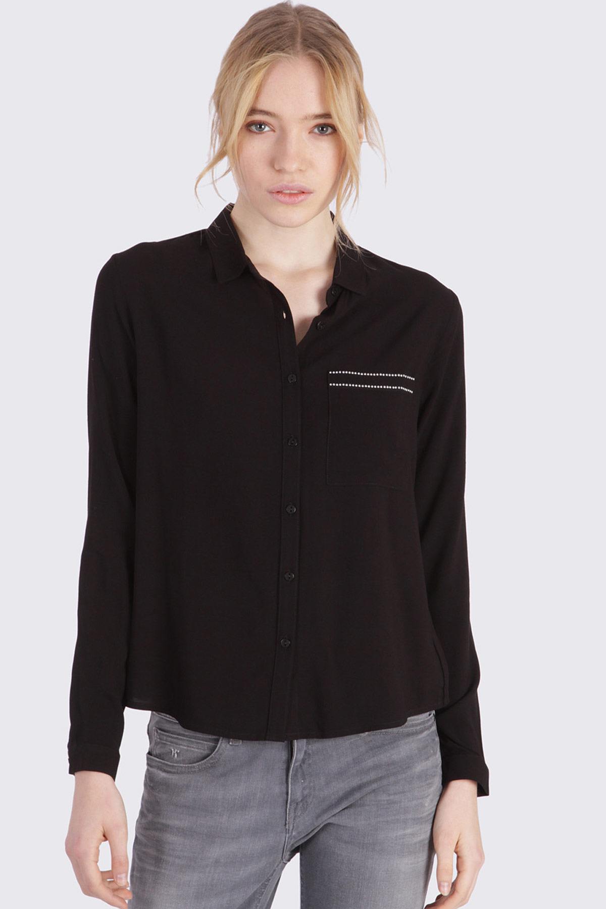 Women's black loose shirt - Image n°1