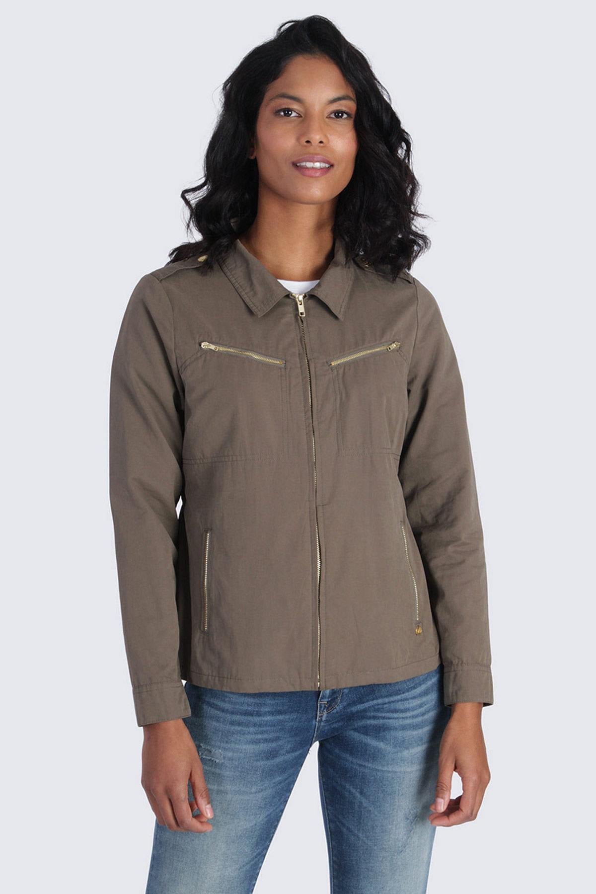 Women's khaki military jacket - Image n°1