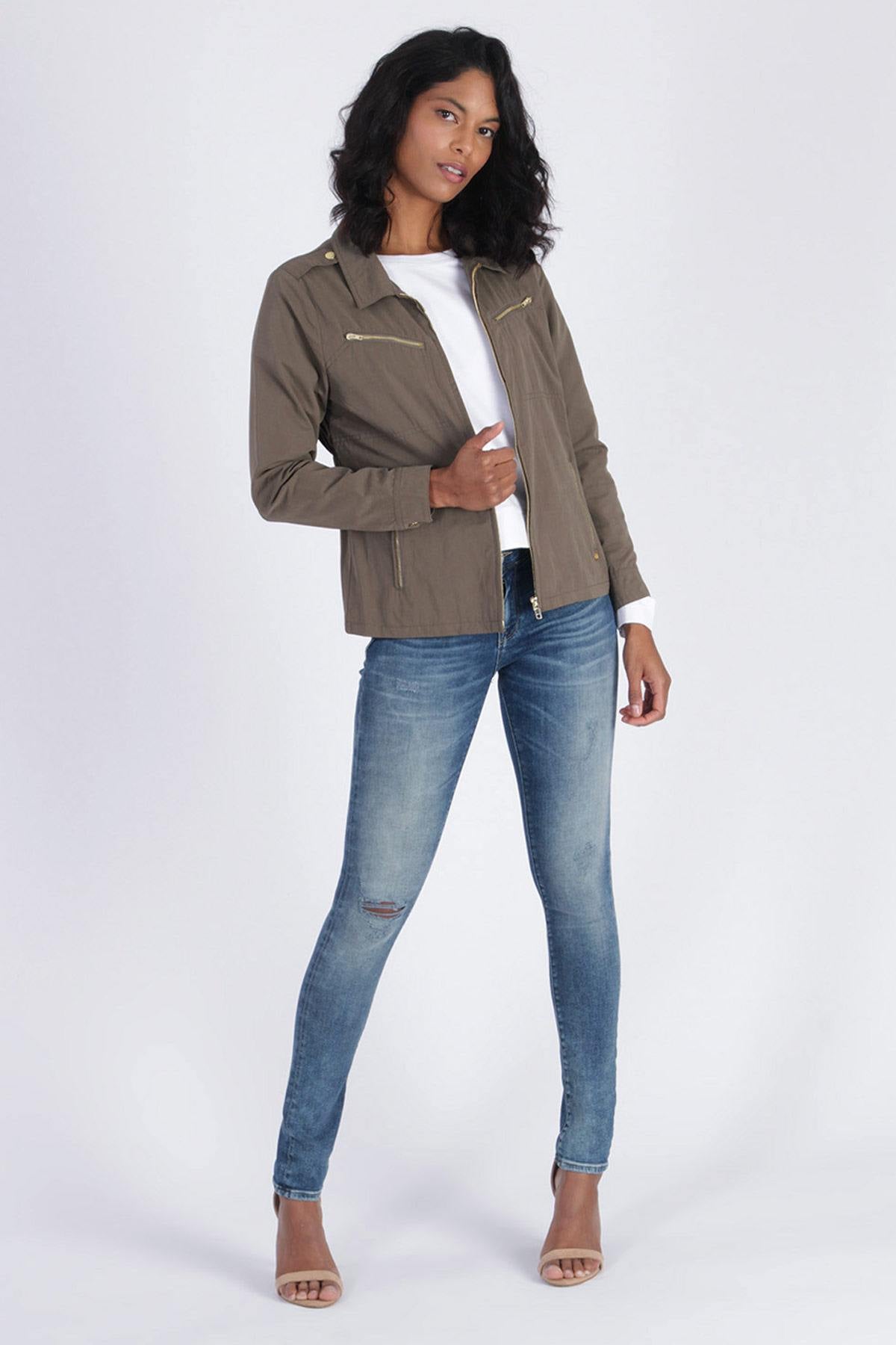 Women's khaki military jacket - Image n°2