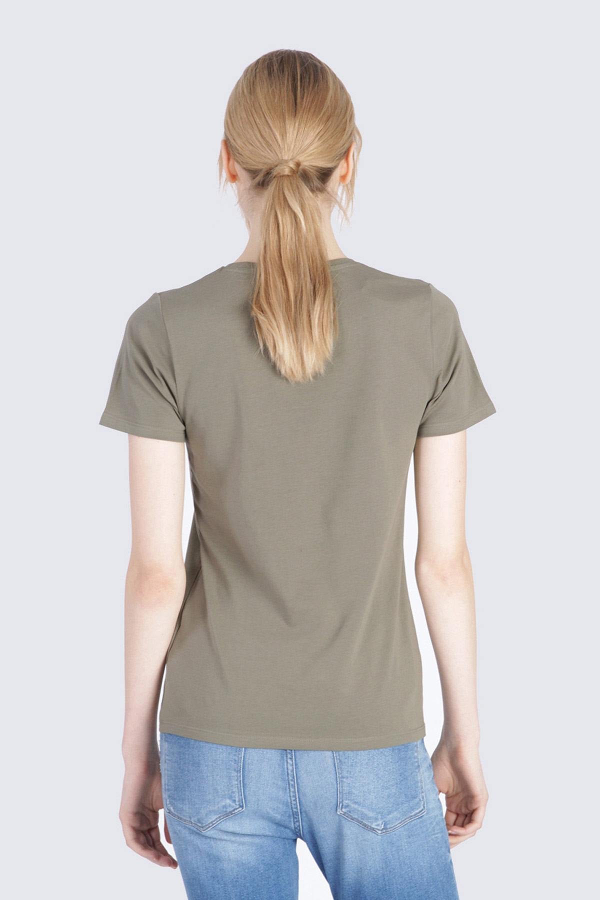 Slim fit khaki T-shirt - Image n°2