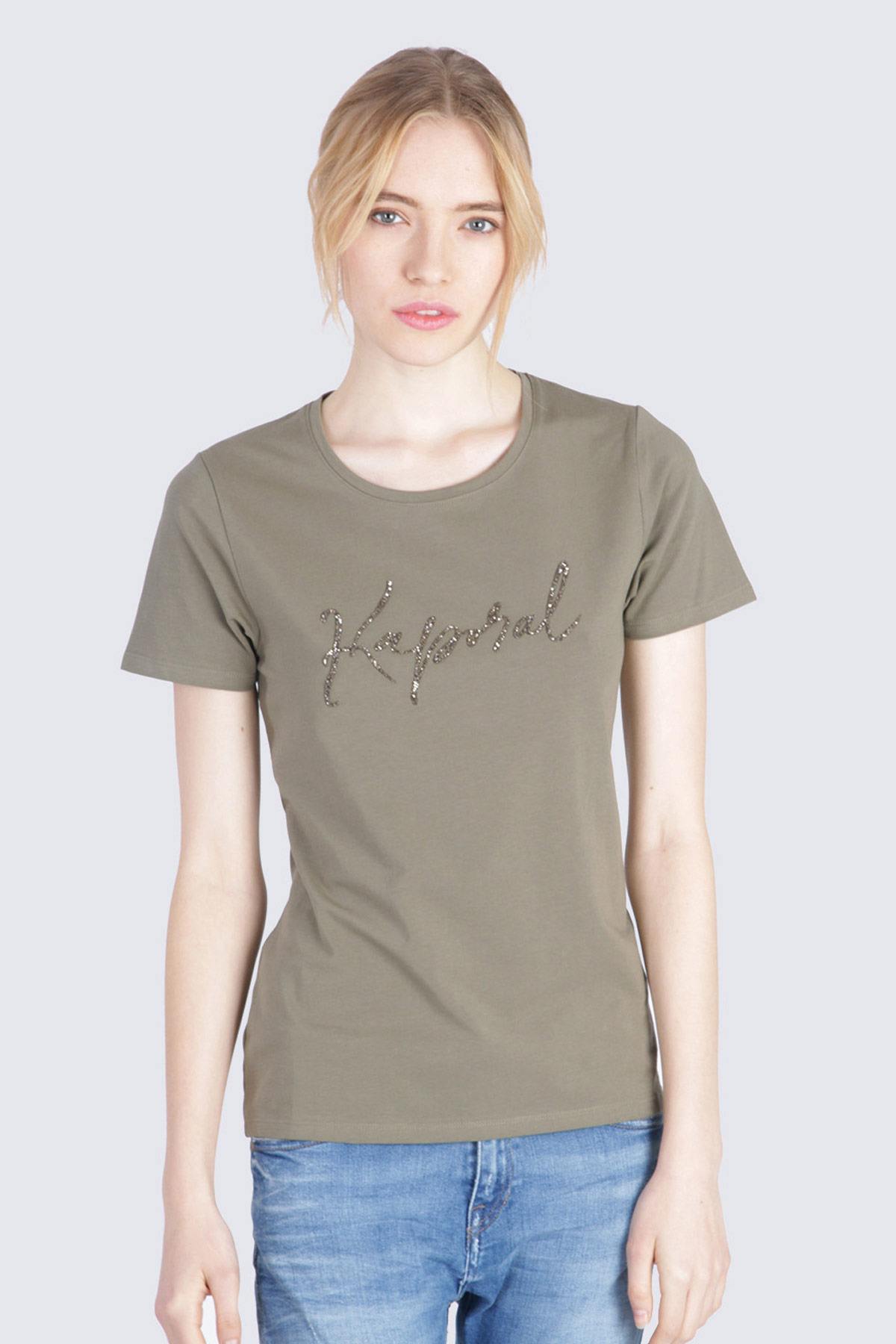 Slim fit khaki T-shirt - Image n°1