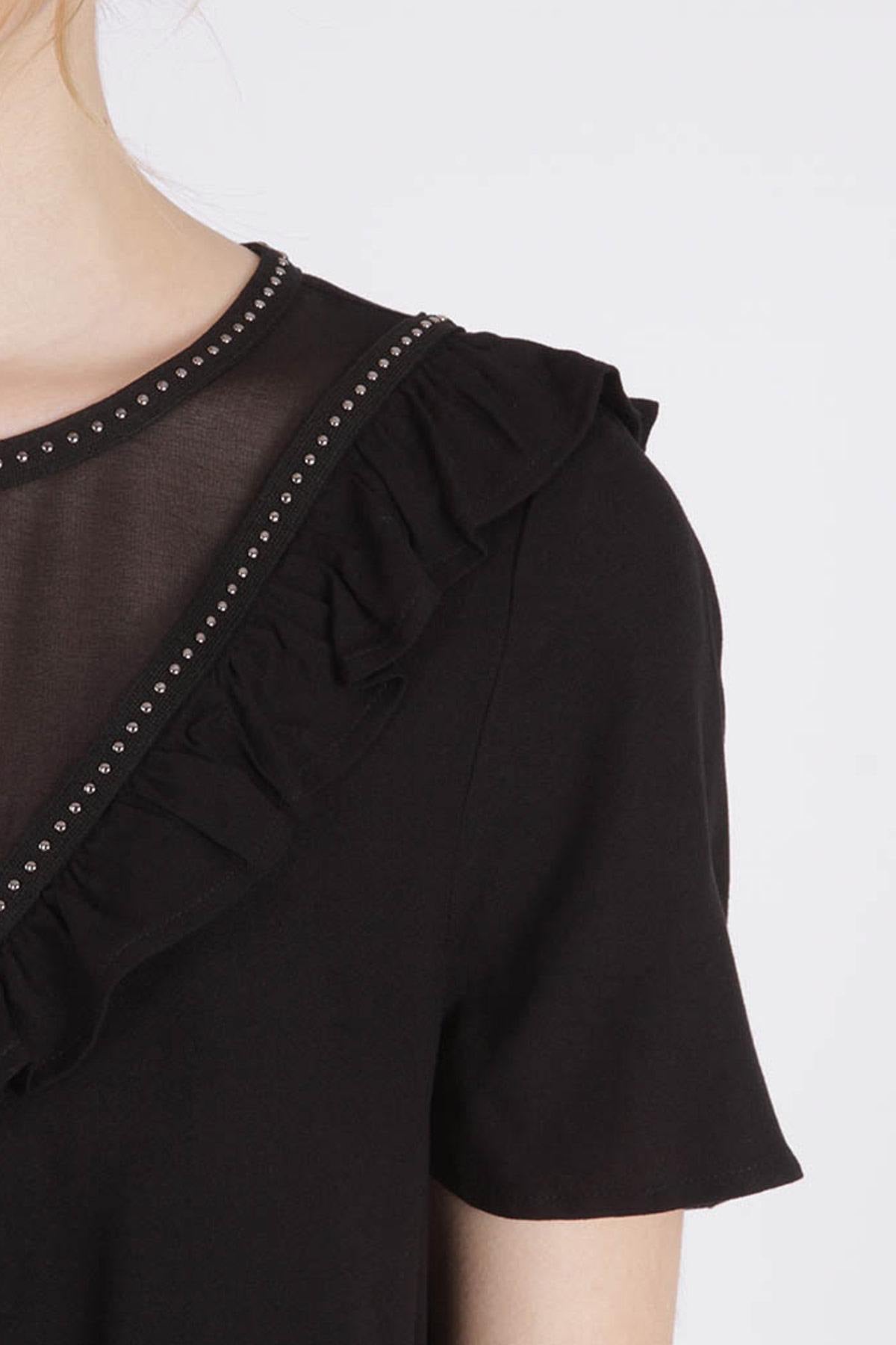 Light women's black top with veil - Image n°3