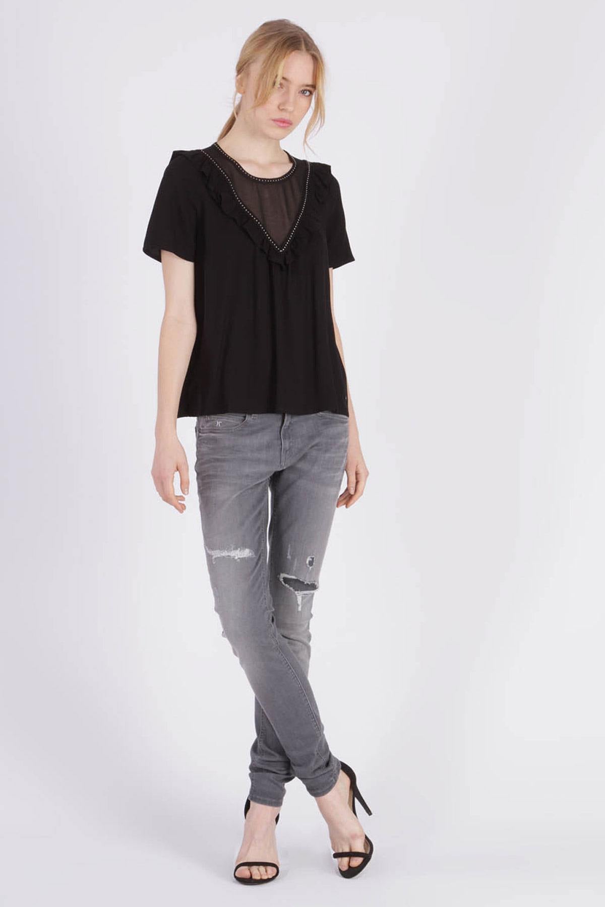 Light women's black top with veil - Image n°4