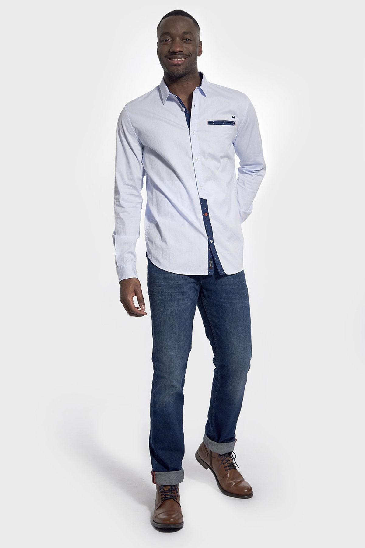 Blue cotton dress shirt - Image n°2